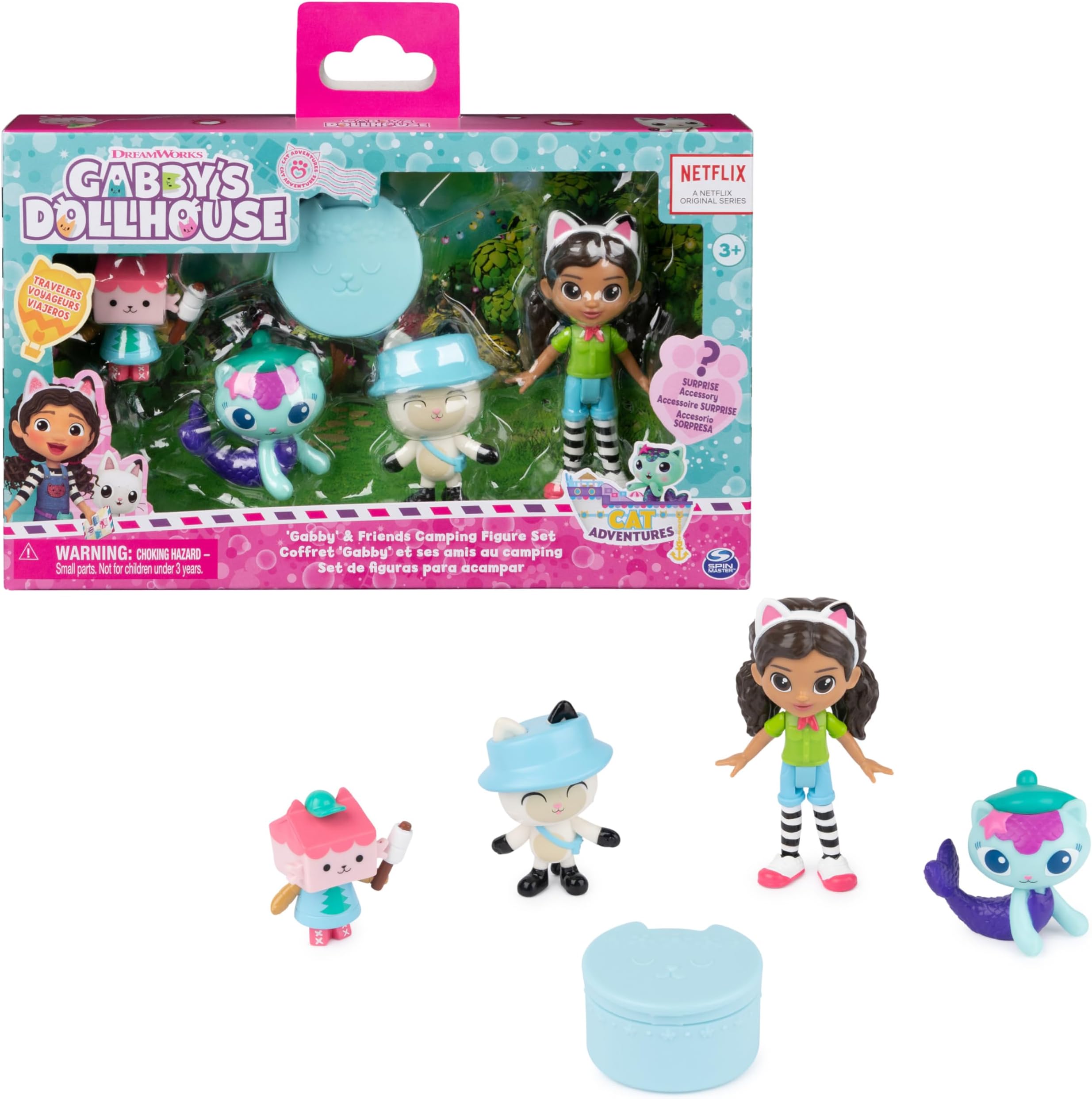 DreamWorks GABBY'S Dollhouse Campfire Gift Pack with Gabby Girl, Pandy Paws, Baby Box & Mercat Toy Figures, Collectible Kids Toys for Girls & Boys 3+