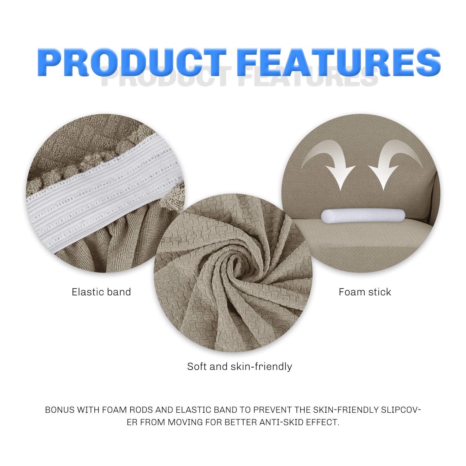 MAXIJIN Fodere per divano jacquard creative per 2 posti, 1 pezzo copridivano antiscivolo super elasticizzato per divano per cani protezione per mobili per animali domestici (2 Posti, Cachi)
