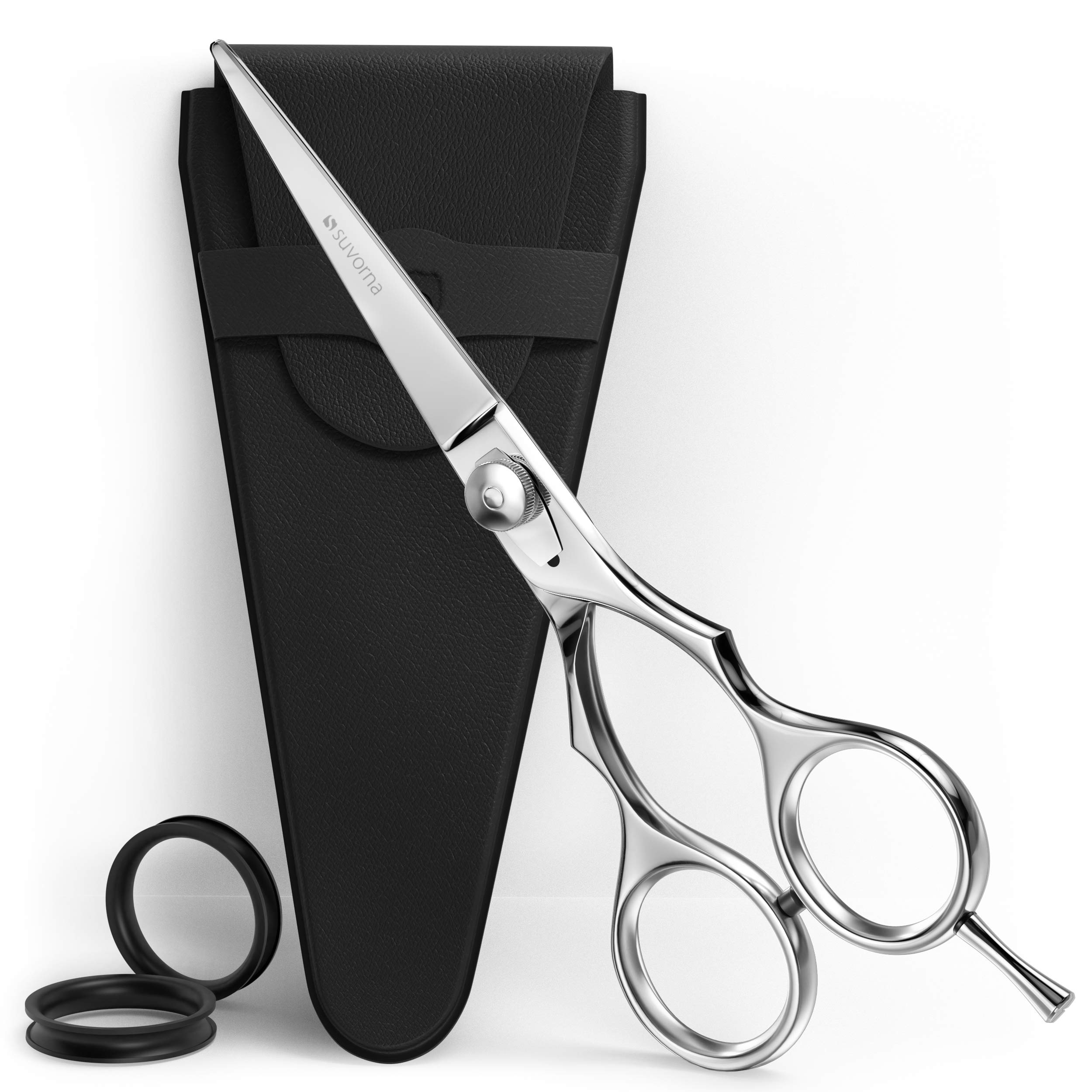 Suvorna Professional Barber Razor Edge Hair Cutting Shears / Scissors Razeco E33, Polished Steel, None, 12 Ounce