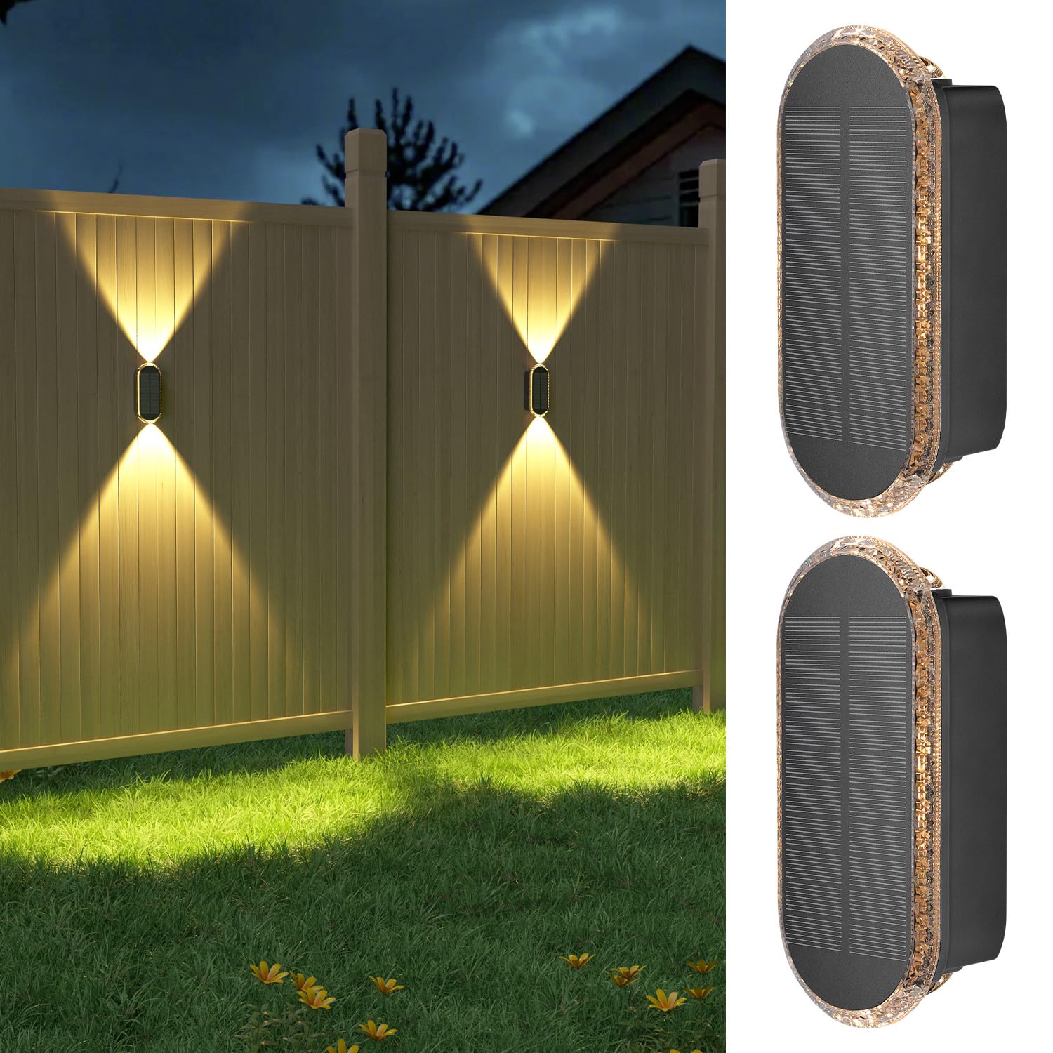 Ellasay Zonne Wandlampen Voor Buiten Tuin: 3 Kleuren 3000k 4000k 6500k Energie Muurverlichting Op Neerwaarts Ip65 Waterdicht Hek Tuin Terras Oprit 8 Stuks 2804065879