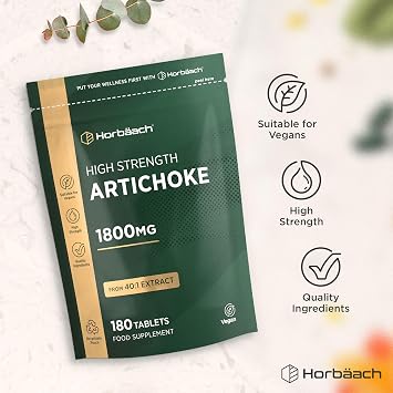 Artichoke Extract 1800mg | High Strength Artichoke Supplement | 180 Vegan tablets | Artichoke Leaves | by Horbaach