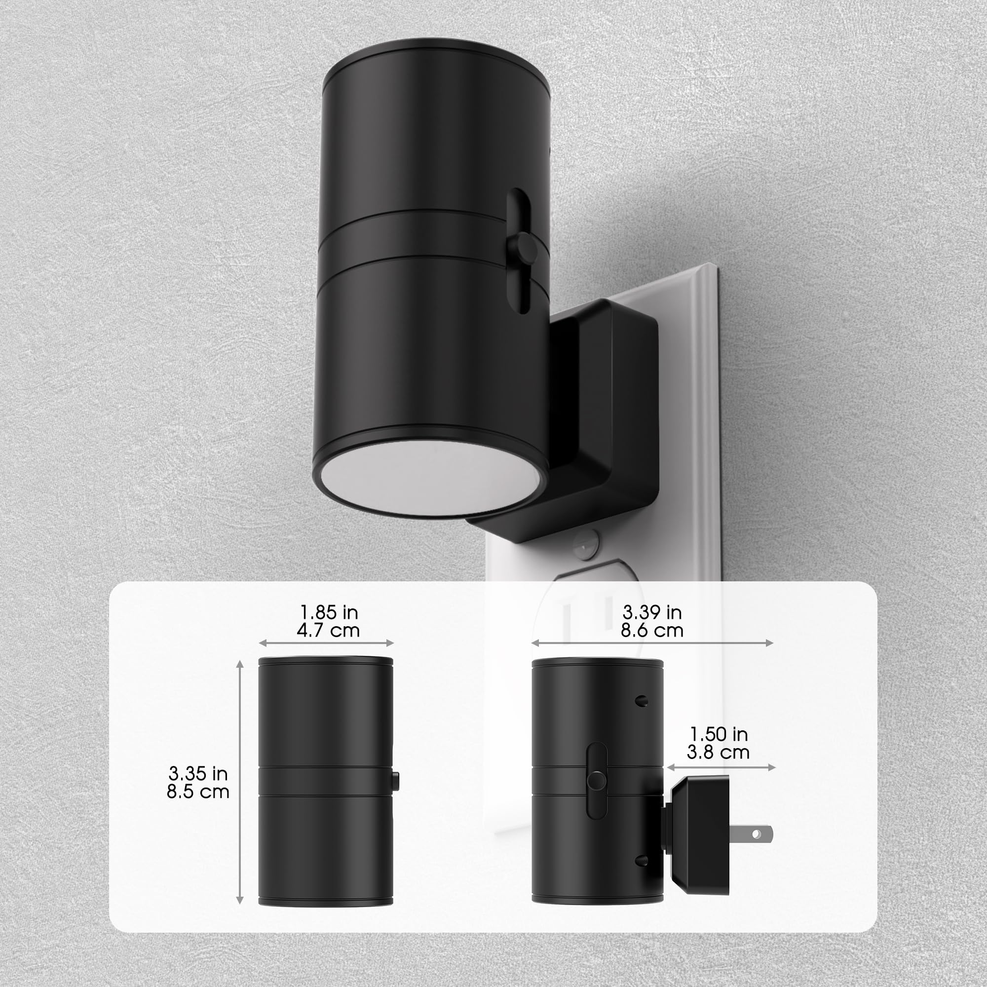 Briignite - Luz nocturna, sensor de anochecer a amanecer, luz nocturna blanca suave de 3000 K, brillo ajustable de 0 a 100 lúmenes, luces nocturnas regulables se conectan a la pared para pasillo,