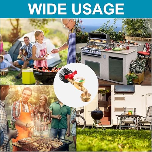 Miniatura 3 de QCC1 Adaptador de codo de repuesto de propano con medidor de tanque de propano, adaptador de recarga de propano de 90 grados con válvula de control