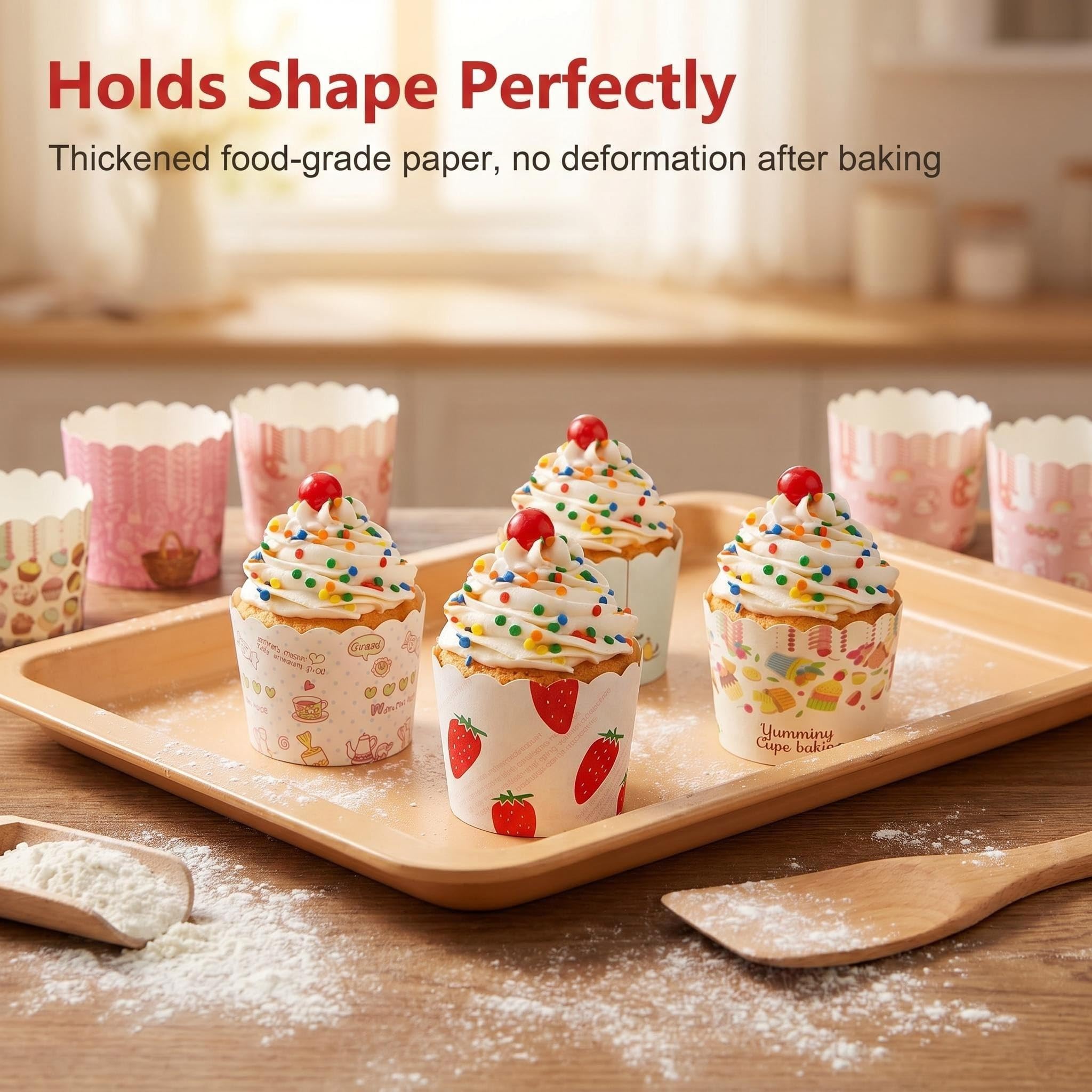 CANDeal 500 Piezas Cupcake de Papel Molde de Muffin de Postre Casos de Papel Muffin Envoltura de la Magdalena Papel Cupcake a Prueba de Grasa Liner Muffin Pan Papel de Cupcakes