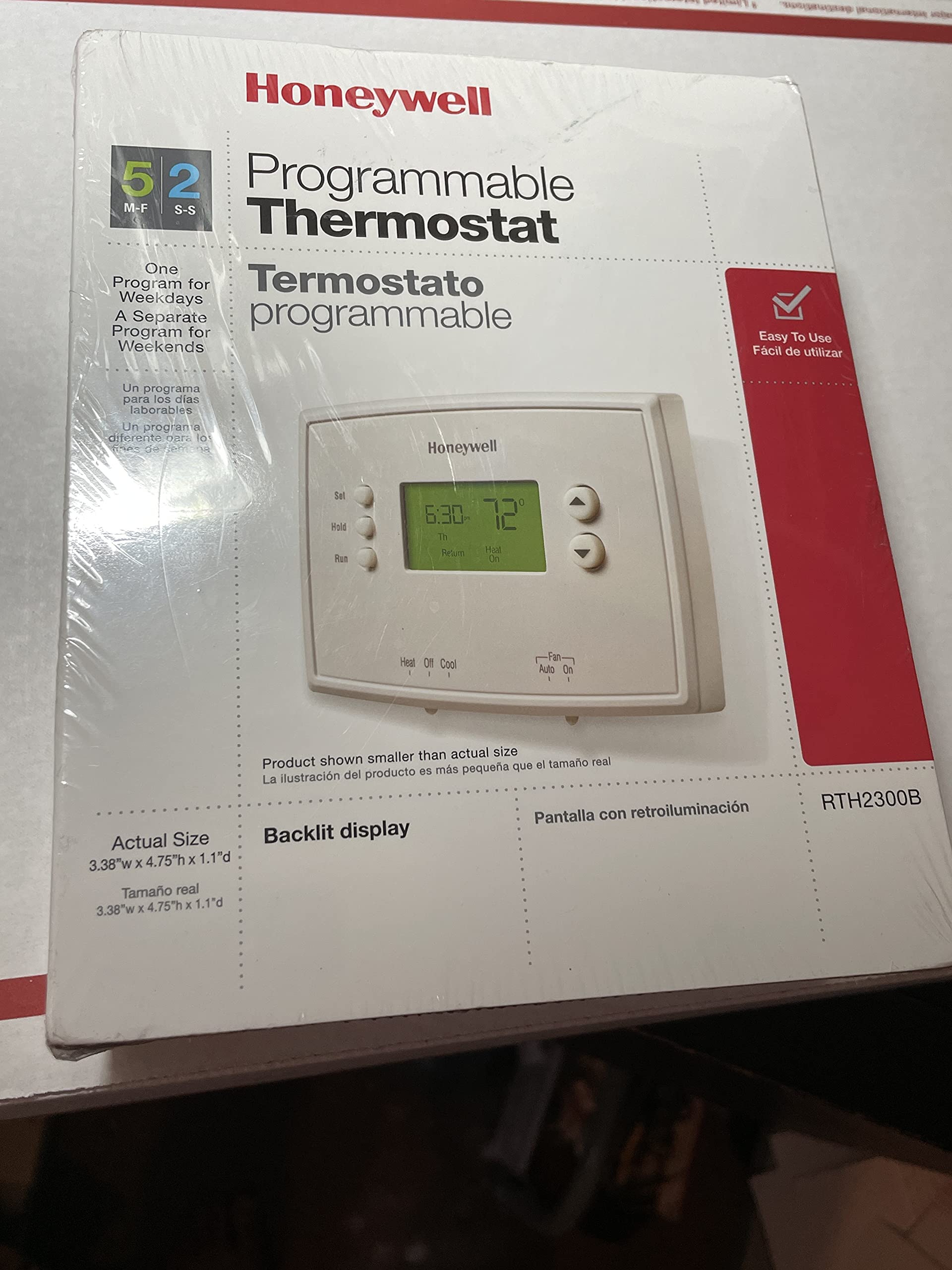 Honeywell Rth2300b1038 43/4" X 33/8" X 11/8" White 52 Day