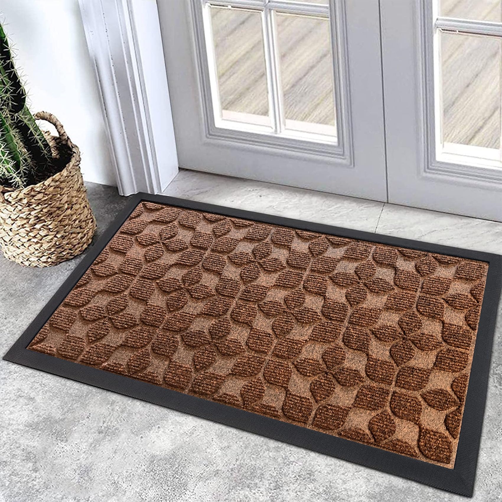 Bulijojo Sturdy Front Entrance Doormats,Durable Heavy Duty Welcome Mat,Thick Absorbent Natural Rubber Non Slip Mat,Easy Clean Entryway Mat 17"x30"