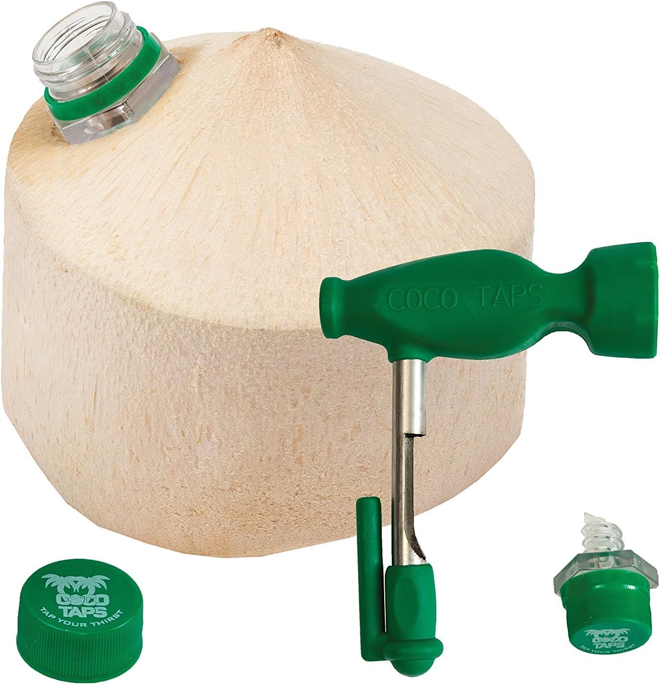 Coco TapsCoconut Tapper Easy Opening Tool + World's First Ever Sealing (Keeps Coconut Water Fresh For Weeks)