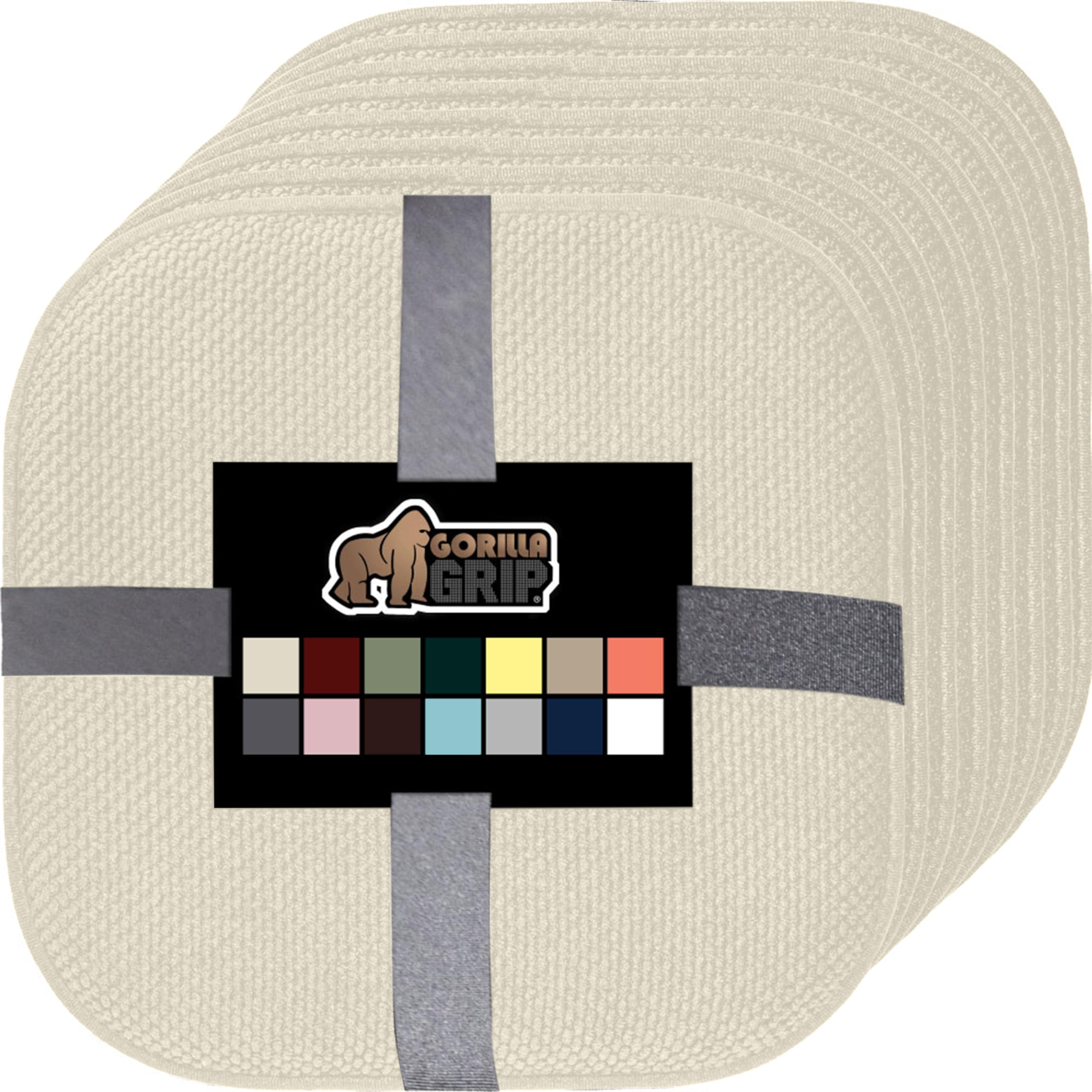 GORILLA GRIP Chair Cushions, Set of 8, 16x16, Memory Foam Pads for Dining Room, Kitchen Table, Office Desk, Rocking Chairs, Stay in Place Backing, Comfortable Microfiber Seat Cover Pad Cushion, Cream