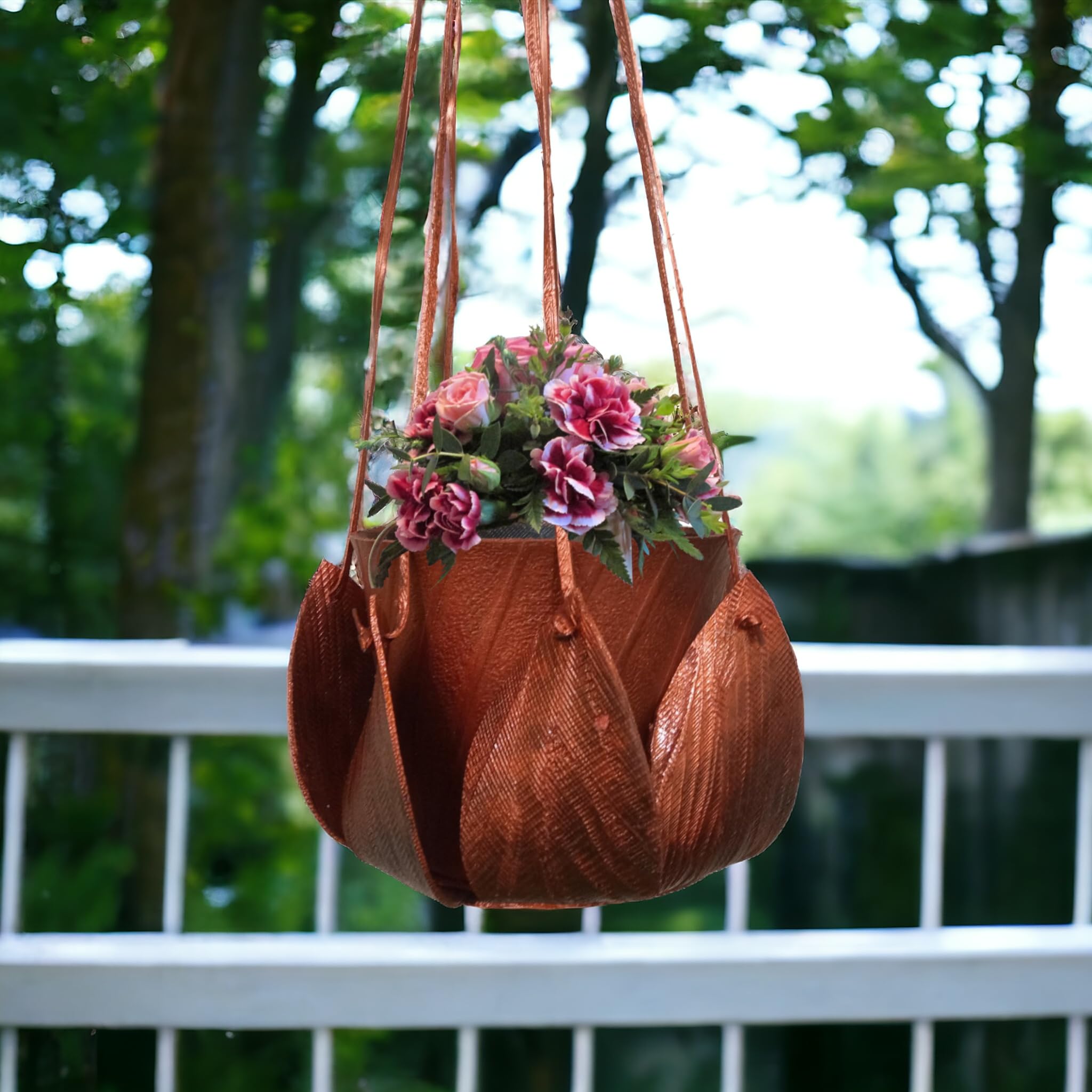 DeDzines Lotus Plant Hanger with Pot | Plant Hanger for Indoor & Outdoor Premium Rubber Material, Handcrafted & Unbreakable | Copper Color, [Height - 30"], Pot Size - [16 * 16 * 13 cm] (B0D1GFY37H) Amazon Price History, Amazon Price Tracker