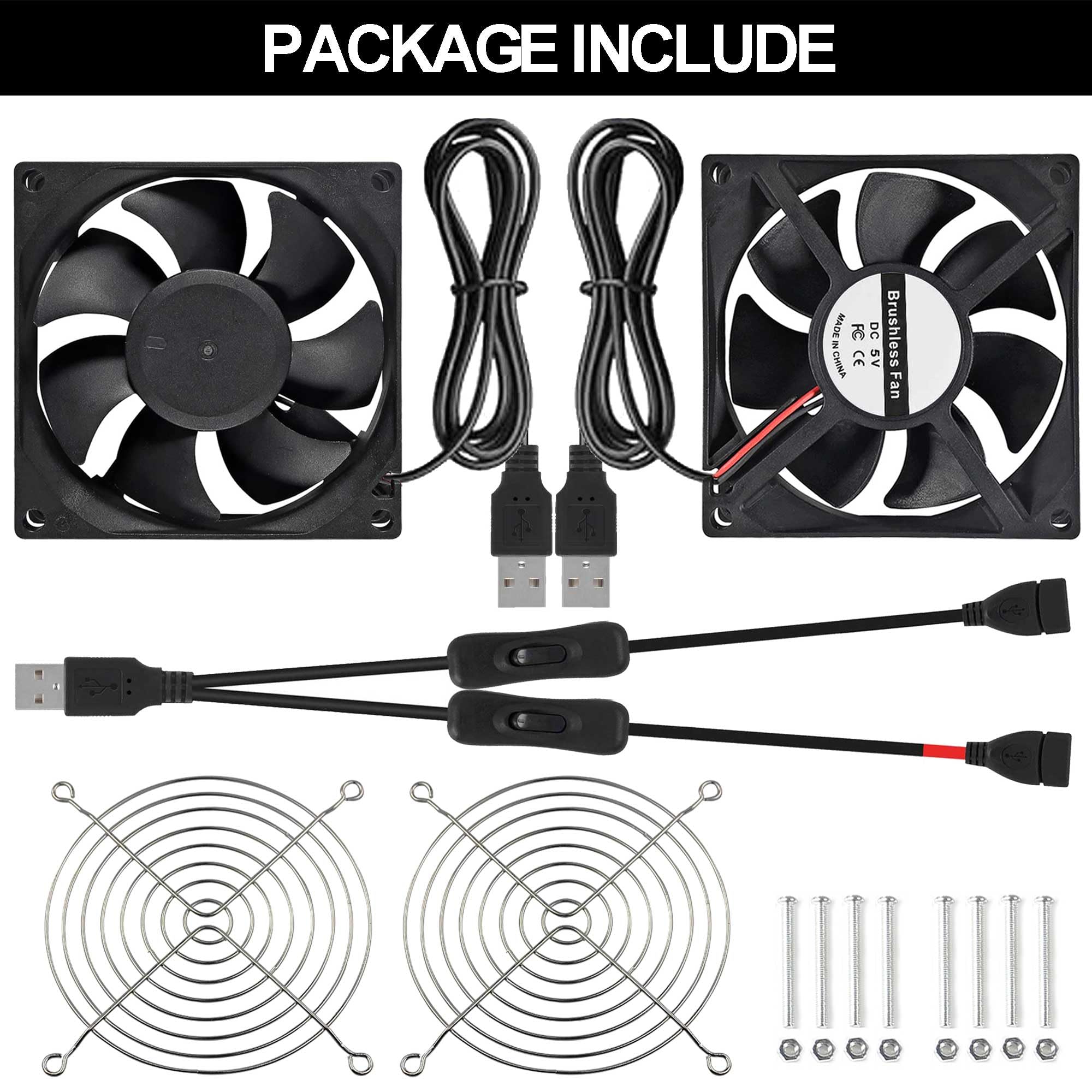 2 stks Computer Case Fan, 5V Ultrastille Stille Koelventilator, USB PC Koeler Fan Case Fans, Stille Warmteafvoer, Geschikt voor Alle Soorten Routers, TV Modem