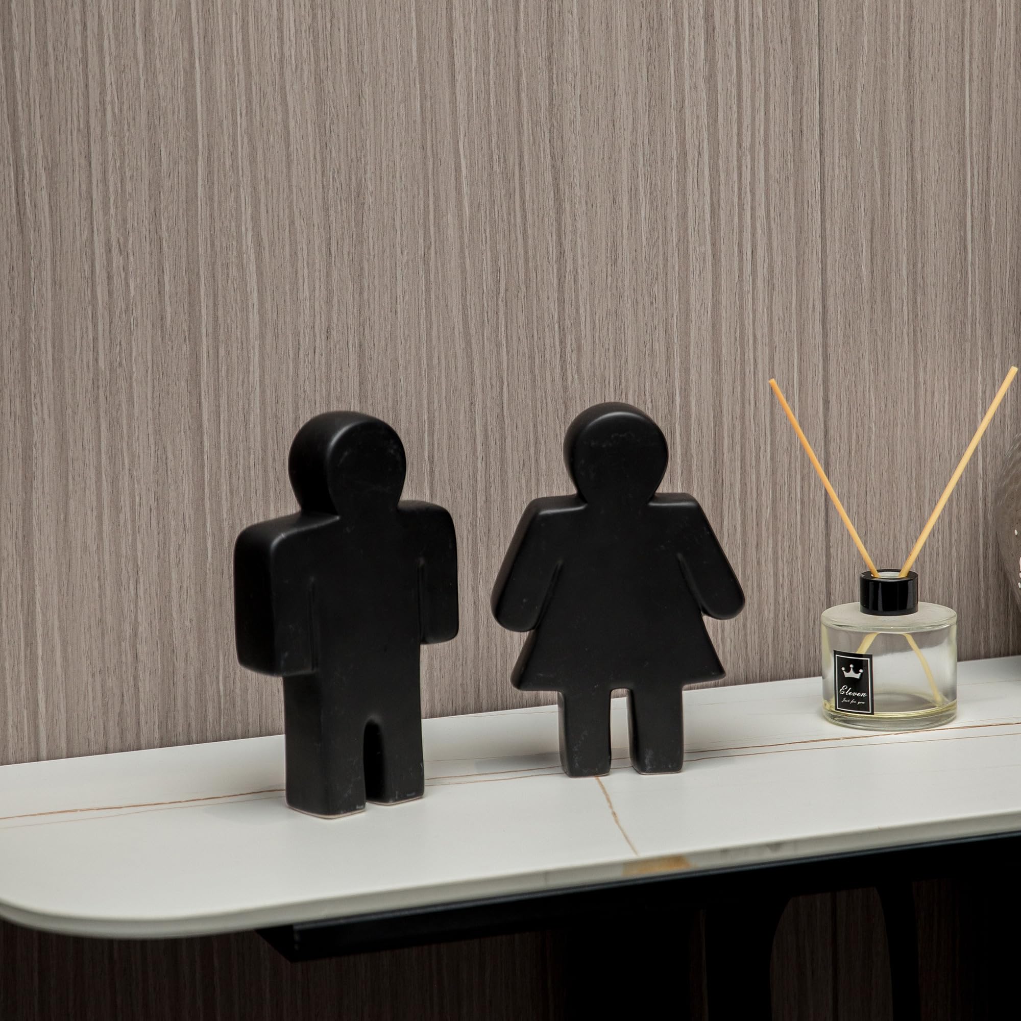 Defined Deco Ceramics Figures Decorative Objects, Funny Bathroom Decor for Shelves, Cute Modern Black Bookshelf Decor