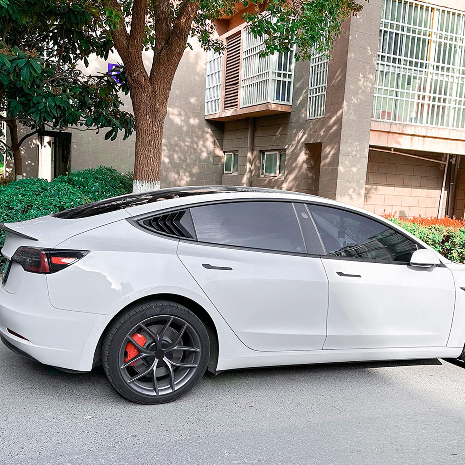2 sztuki do Tesla Model 3 2017-2024, tylne okiennice do samochodów, żaluzje boczne, osłony, wykończenia, akcesoria zewnętrzne ABS, czarny połysk