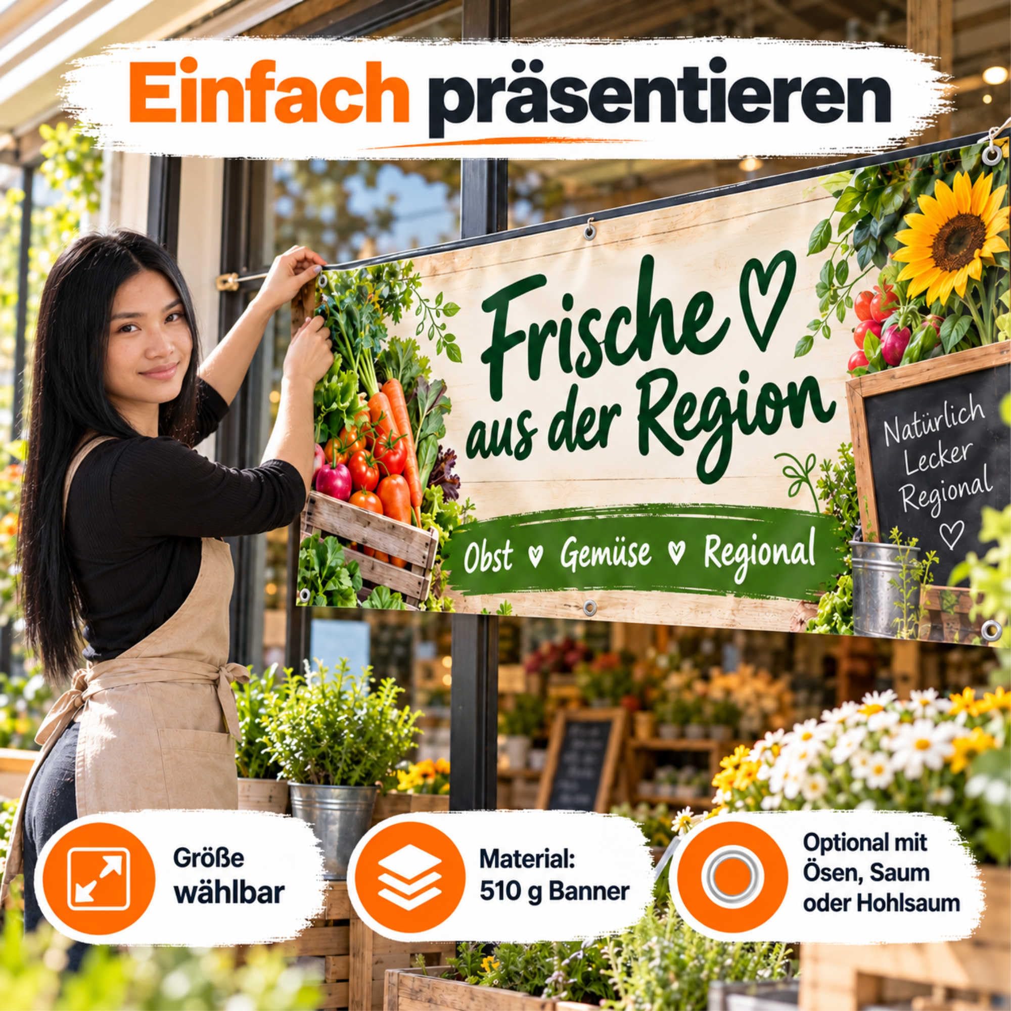 Getränke - Werbeplane 200x100 cm - 510 g PVC Banner Plane für Innen und Außen - wetterfest für Außenwerbung Innenbereich Geschäft Marktstand Veranstaltung Gastronomie