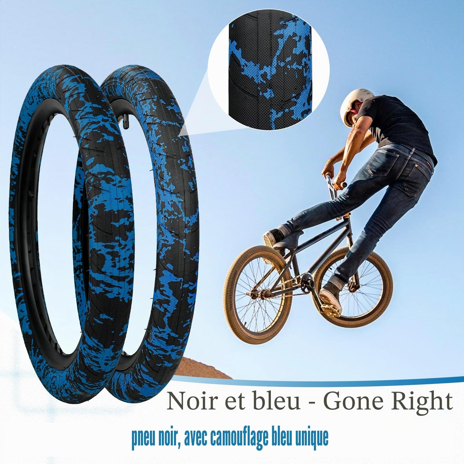 MEGHNA Pneu de VTT 20 x 2,4" (64-406) - Profil solide - Pour VTT, BMX, vélos pliants