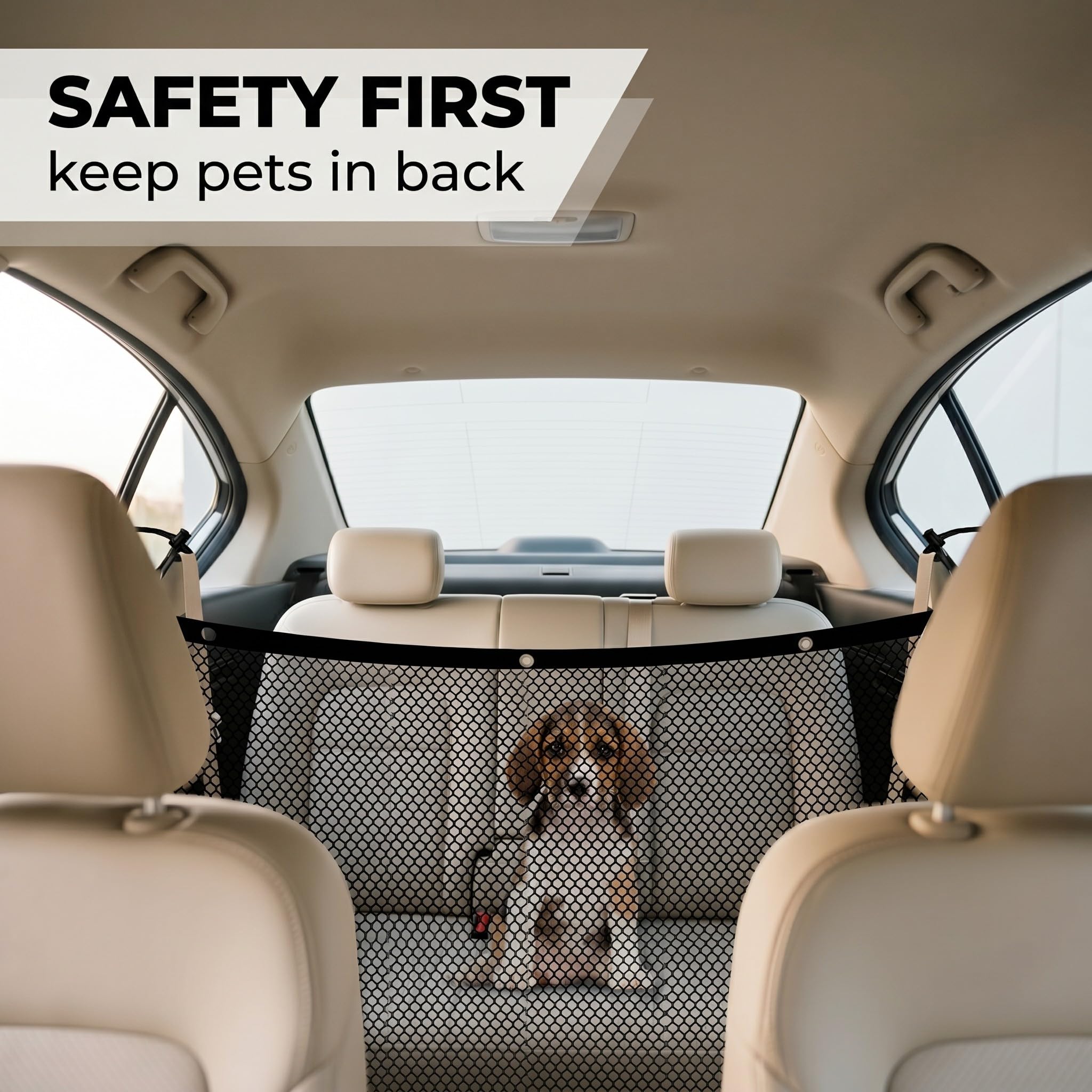 1 Pz Rete Divisoria Per Cani Auto,Protezione Per Sedile Posteriore,Rete Regolabile Per Animali Domestici