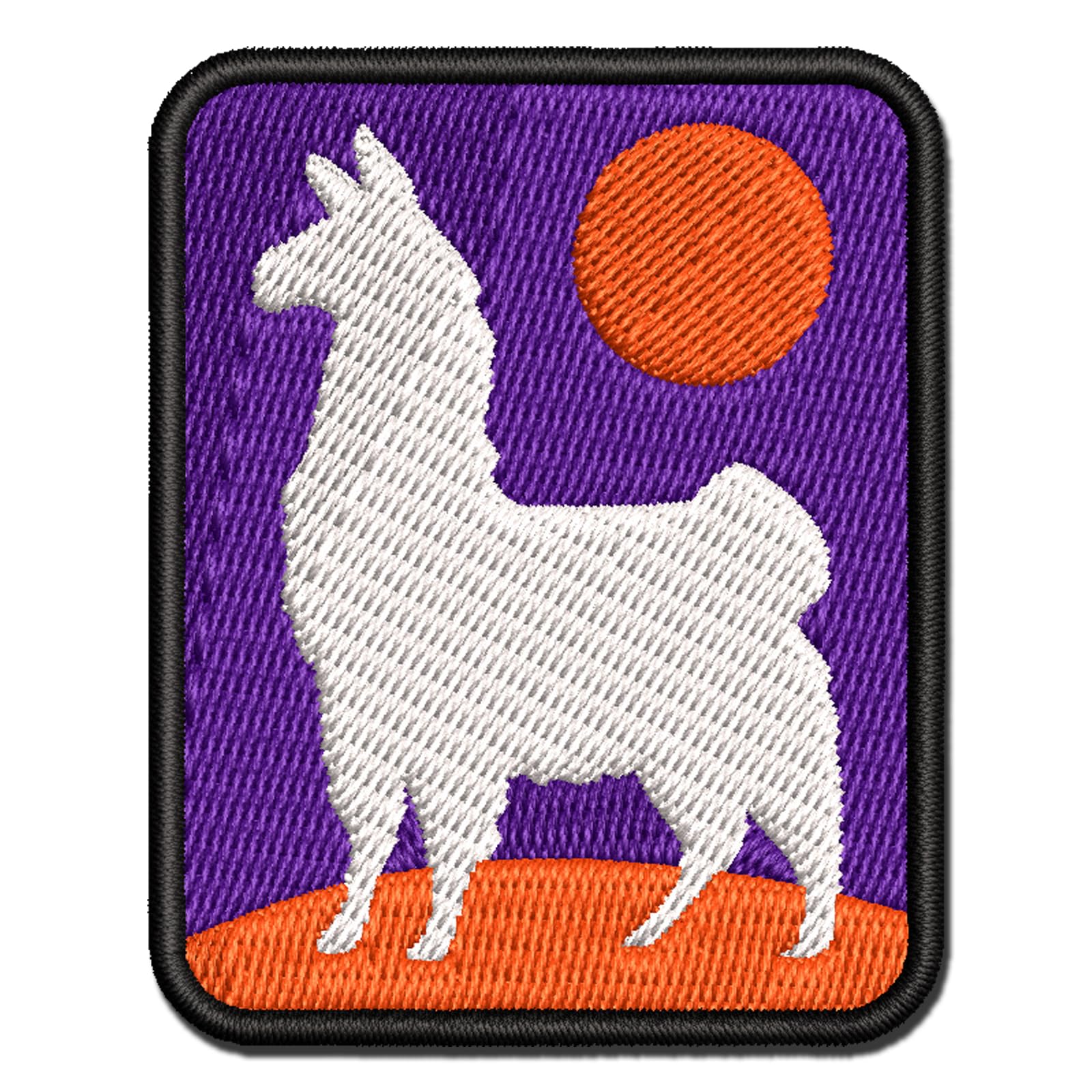 Proud Wooly Llama Standing Silhouette Multi-Color Embroidered Hook & Loop Patch Applique - Mini 2.0 Inch