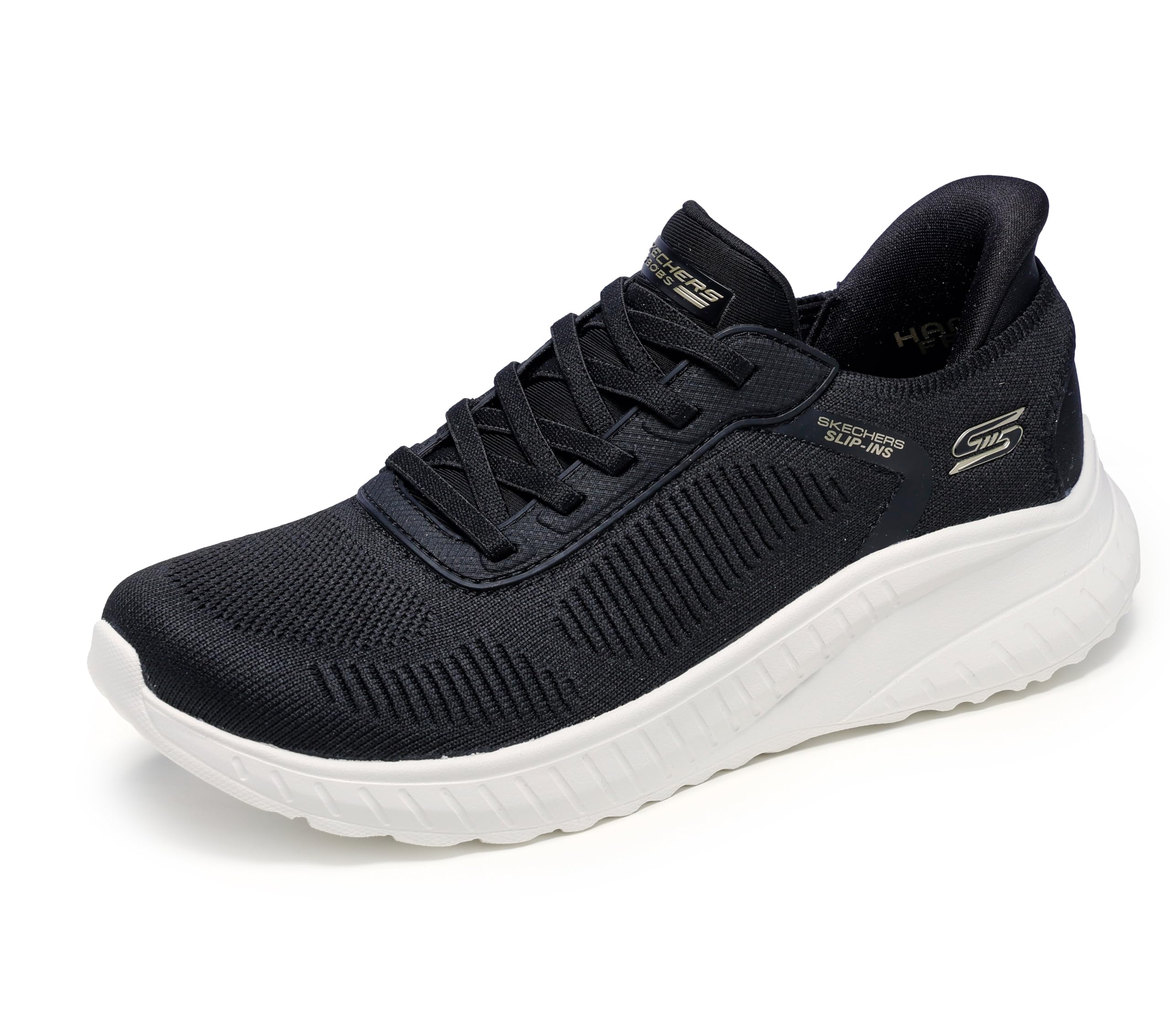 Skechers Womens Bobs Squad Chaos Current Muse Sneaker, Black Textile, 7 UK