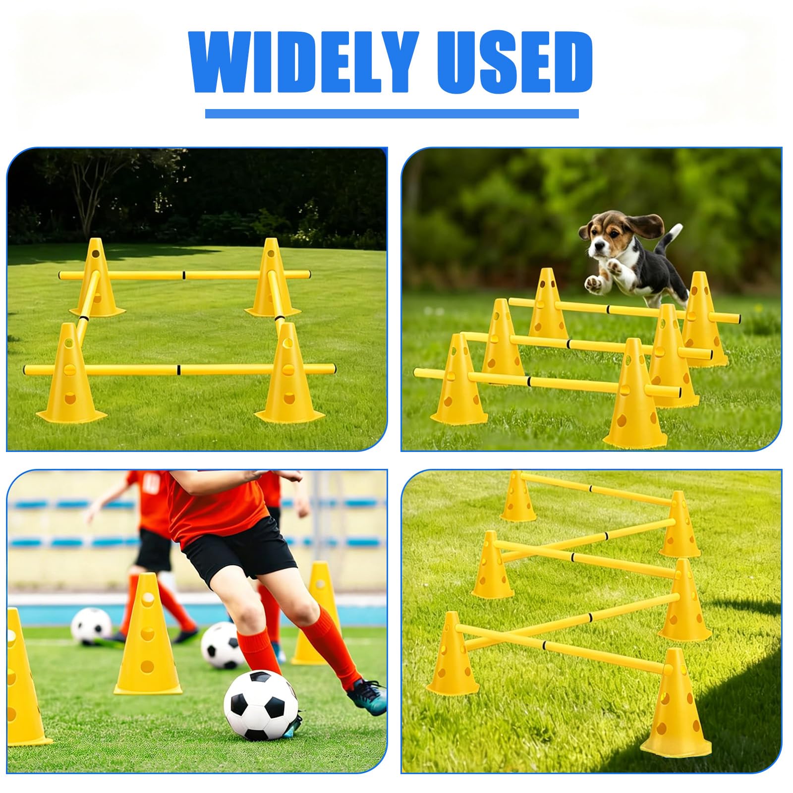 Agility Set Hunde – 10 Kegel + 5 Stangen, 23 cm Höhe, Cavaletti Hund für Koordinationstraining, Hunde Agility Set vielseitig einsetzbar, auch für Hobby Horse Parcours