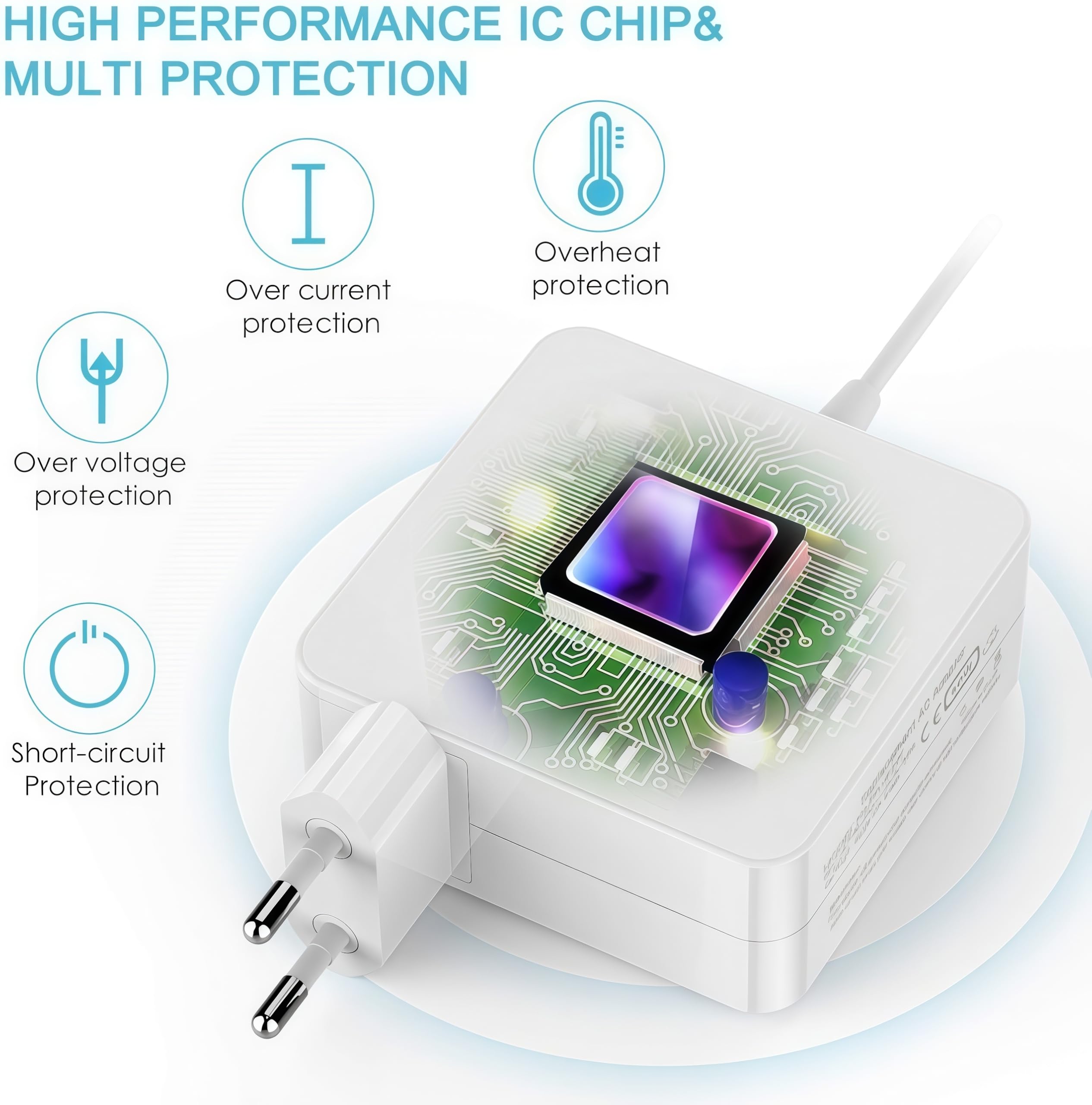 Chargeur pour Ordinateur Portable pour MacBook Pro, 60W L-Tip Chargeur Mac Compatible avec MacBook Pro 13 Pouces 2008~2012, pour modèle A1278 A1181 A1184 A1344 A1330 A1342 A1330 A1342