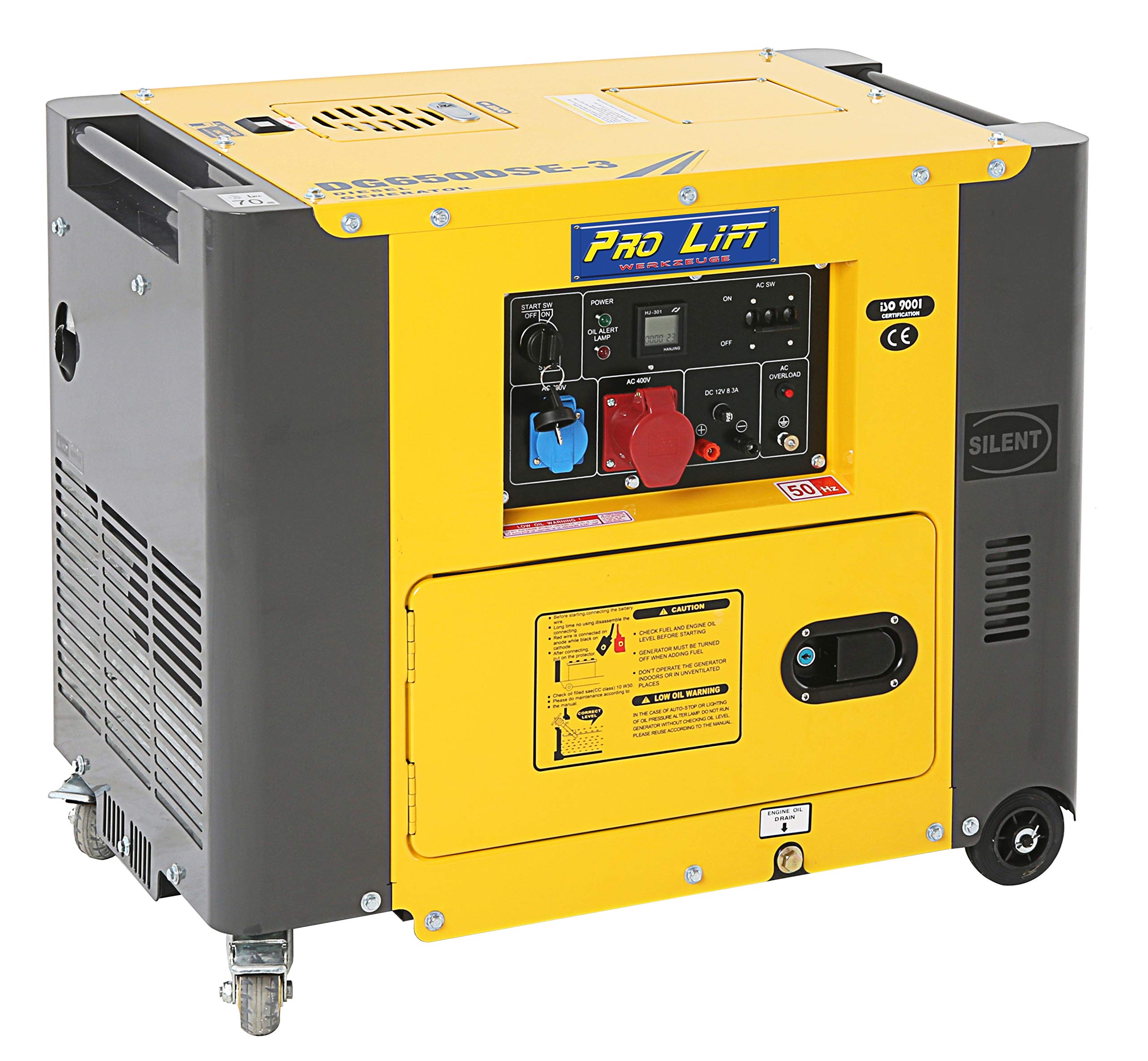 Silent Notstromaggregat 5500W 230V + 400V Stromerzeuger 4-Takt-Dieselmotor Stromaggregat luftgekühlt Starkstrom Eletro-Starter Generator leise Diesel Notstromaggregat 5,5kW
