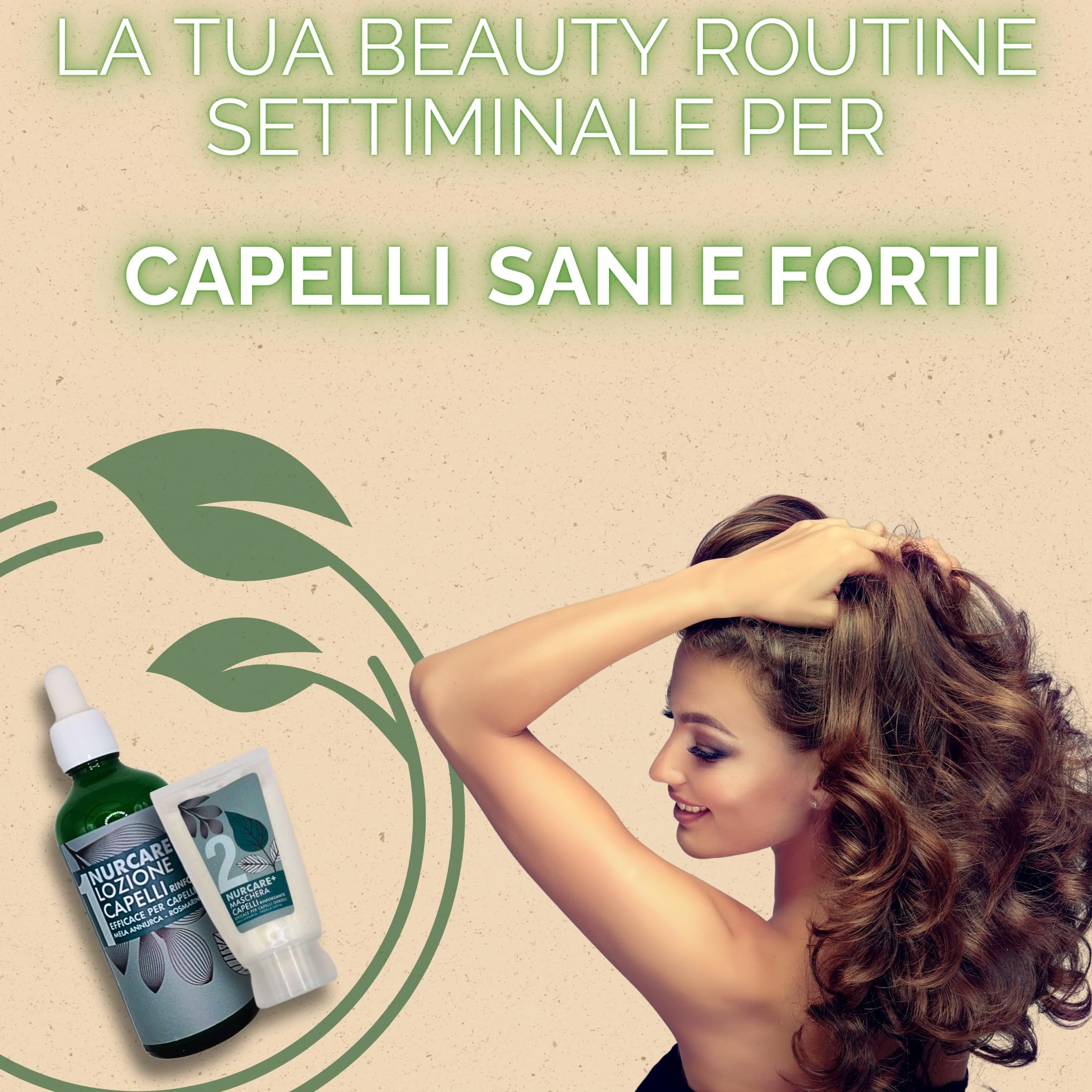 Keleo nurcare+ Bio siero capelli lozione Anticaduta Fortificante con Estratto di Mela Annurca e Rosmarino + Maschera Rinforzante capelli - Adatto a Tutti i Tipi di Capelli uomo donna