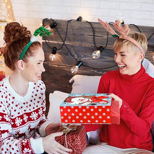 Miniatura 7 de GITMIWS Paquete de 12 bolsas de regalo de Navidad con papel de seda, bolsas de regalo grandes de papel de Navidad de 12.6 pulgadas para regalos de