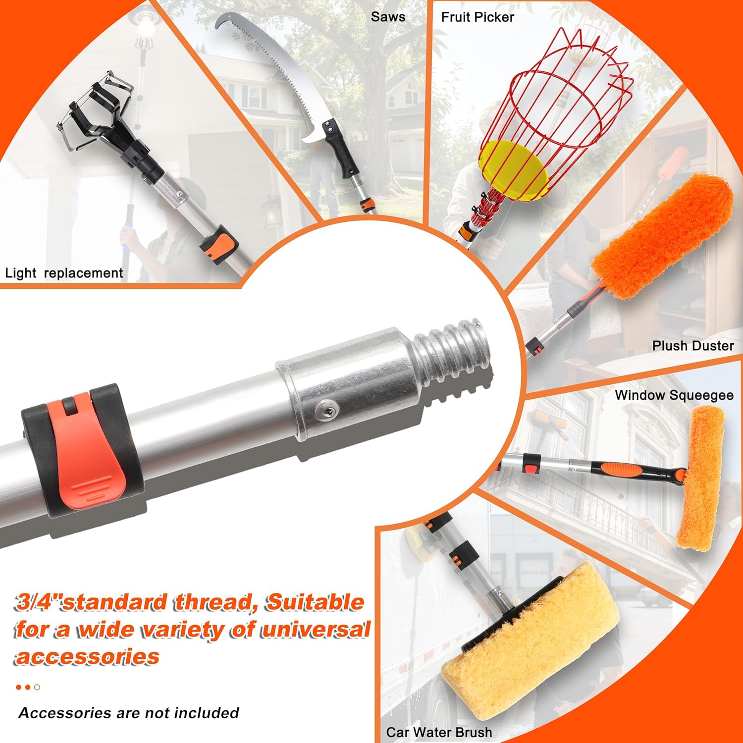 Buyplus 26ft Reach, 5 to 20ft Telescoping Pole, Paint Roller Extension Pole, Multi-Purpose Extendable Pole, Lightweight Sturdy Aluminum Telescopic Pole, Easy Flip-Tab Lock Paint Extension Pole