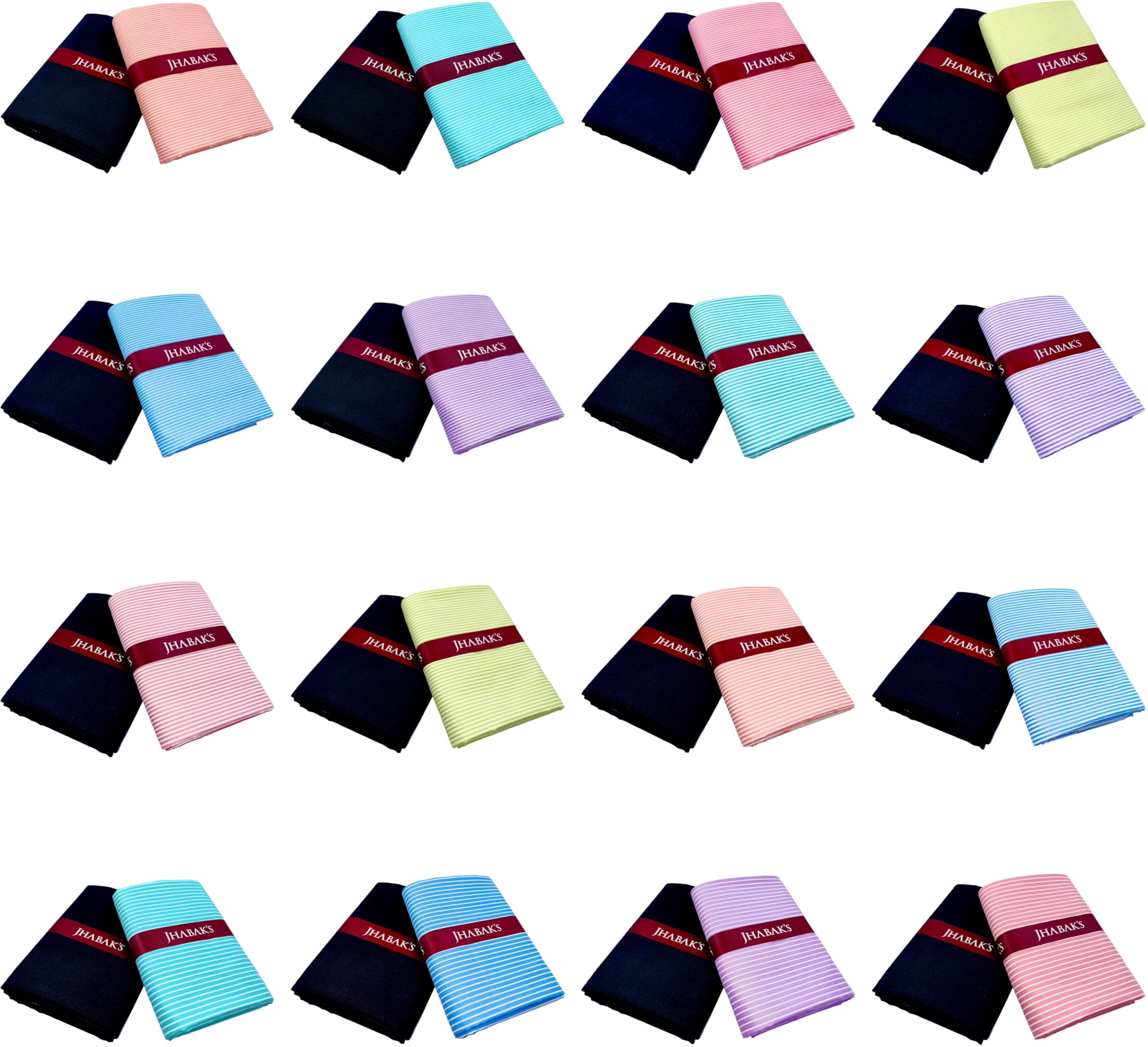 Unstitched Polyester Shirt & Trouser Fabric - 2.25m Shirt - 1.20m Pant Material (Pack of 16 Combo Set)