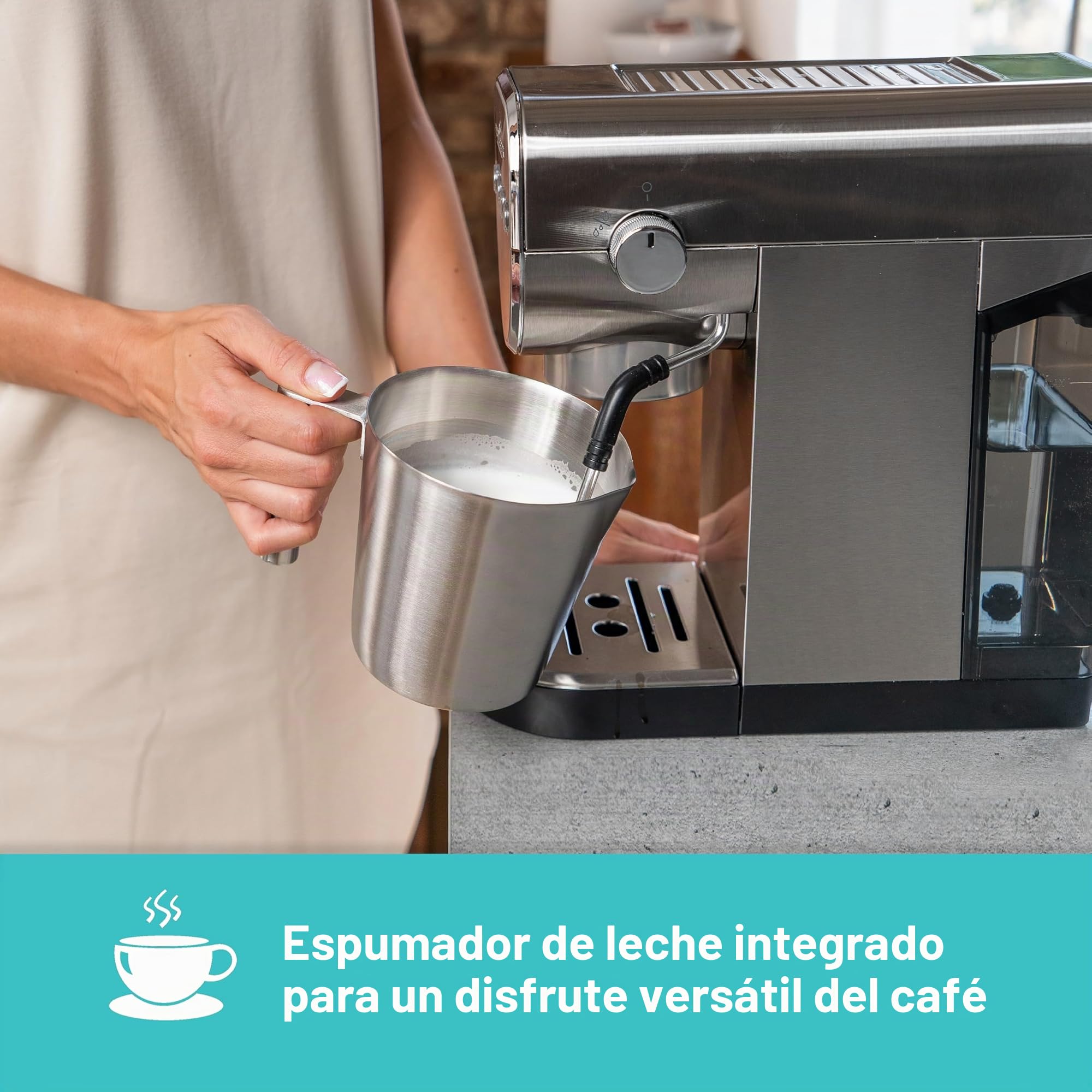 ProfiCook PC ES 1265 - Cafetera 2 en 1 | Cápsulas de café y polvo espresso | Máquina portafiltro 20 bar bomba italiana | Incluye boquilla espumador de leche | Portafiltros para café espresso