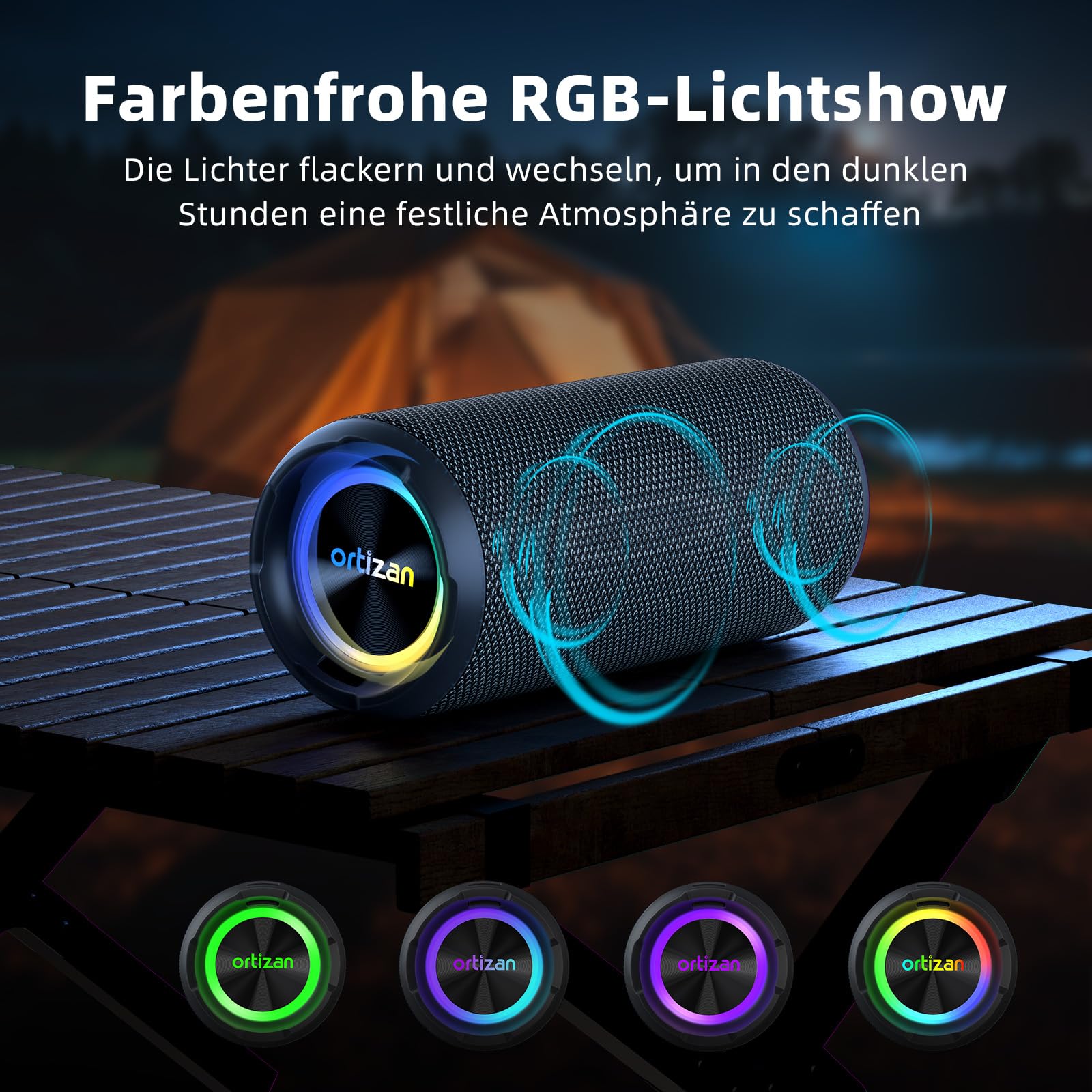 Ortizan 40W Bluetooth Lautsprecher mit Sprachassistent, 30 Stunden Spielzeit X8Pro Musikbox Bluetooth, Tragbarer BT 5.3-Musiklautsprecher, RGB-LED, IPX7 wasserdicht, Freisprecheinrichtung