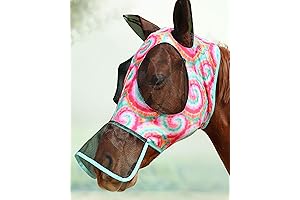 Ultra Lightweight UV-proof Full Visibility Stretchy Horse Fly Mask Long Nose with Ears