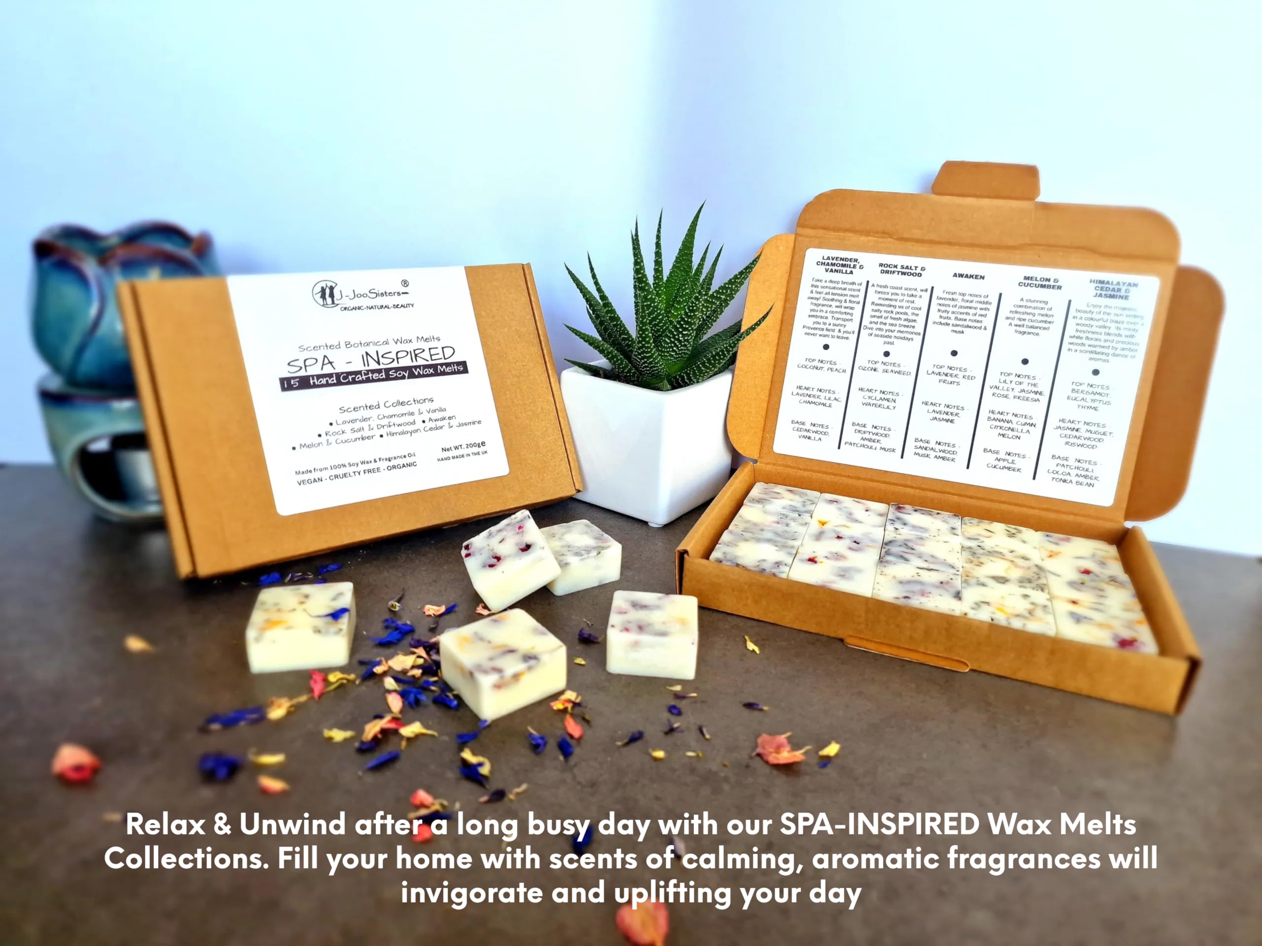 SPA-Inspired Highly Scented Botanical Wax Melts Collections (15 x 13.5g Hand Crafted), Vegan Friendly & Cruelty Free - Image 2