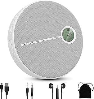 Newest CD Player Portable with Bluetooth, WOKALON Rechargeable CD Player, Anti-Skip CD Player with Speakers for Car, Walkman CD Player with Headphones and AUX Cable, 2000mAh