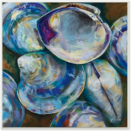 Miniatura 7 de Stupell Industries Pintura expresiva moderna de conchas de almeja costera, invertebrados marinos, diseñada por Jeanette Vertentes, arte de pared