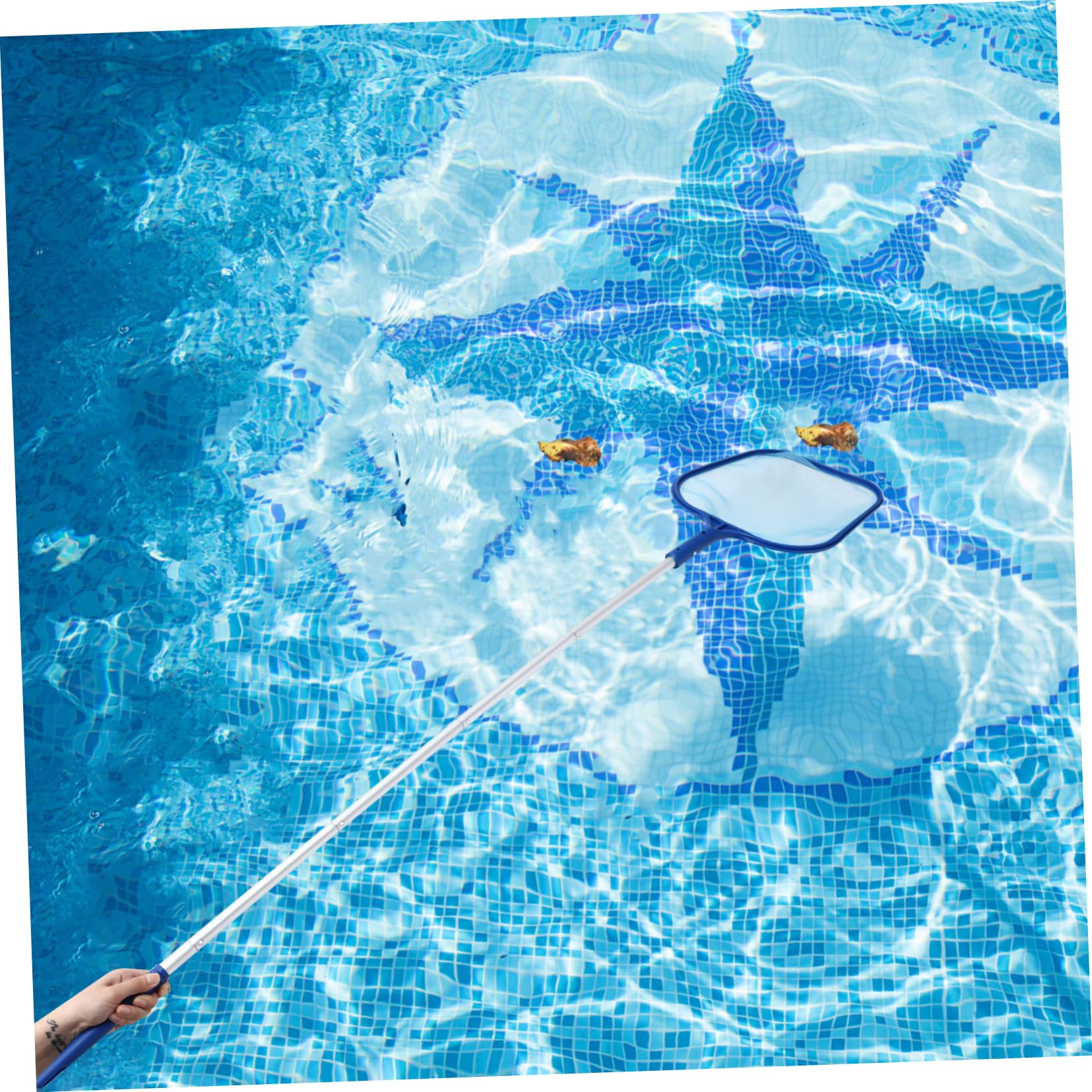 GALPADA 1 Set Red de Malla Delicada para Piscina Barra de 5 Secciones Cepillo de Limpieza de Piscinas Kit de Limpieza para Superficie y Parte Inferior