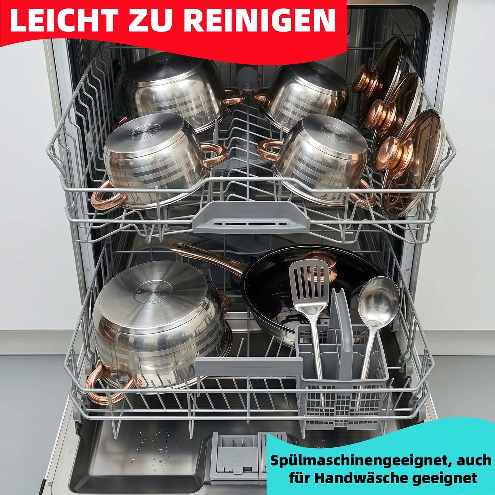 9-teiliges Edelstahl Topfset Induktion - Kochtopf Set, für Alle Herdarten | Lebensmittelechter Edelstahl, Glasdeckel mit Dampföffnung, Extra Dicker Boden, Wärmeisolierter Griff, Robust und Langlebig