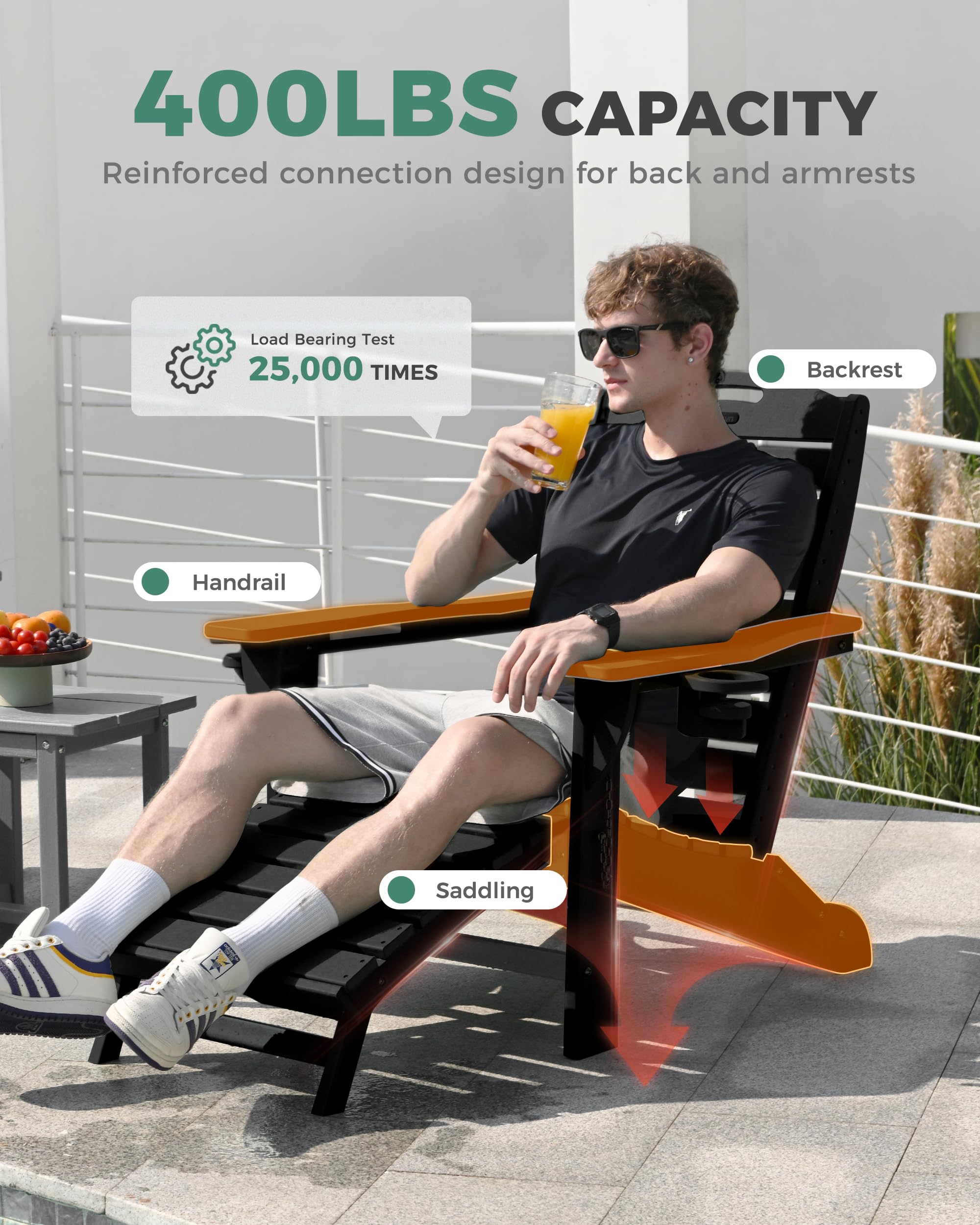 Amazon.com : SUUNYN Folding Adirondack Chair with Retractable