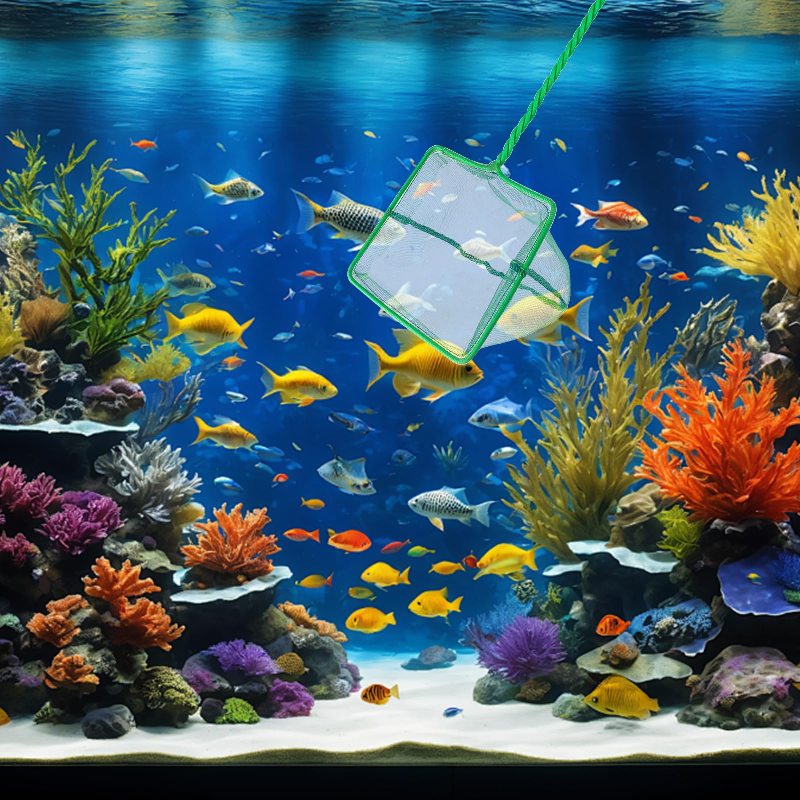 4 Pièces Verde Redes para Péces de Acuario,Red Peces Acuario Pequeña,Red de Peces de Nylon,Réd de Pesca de Malla Fina para Peceras Pequeños Estanques Koi y Piscinas