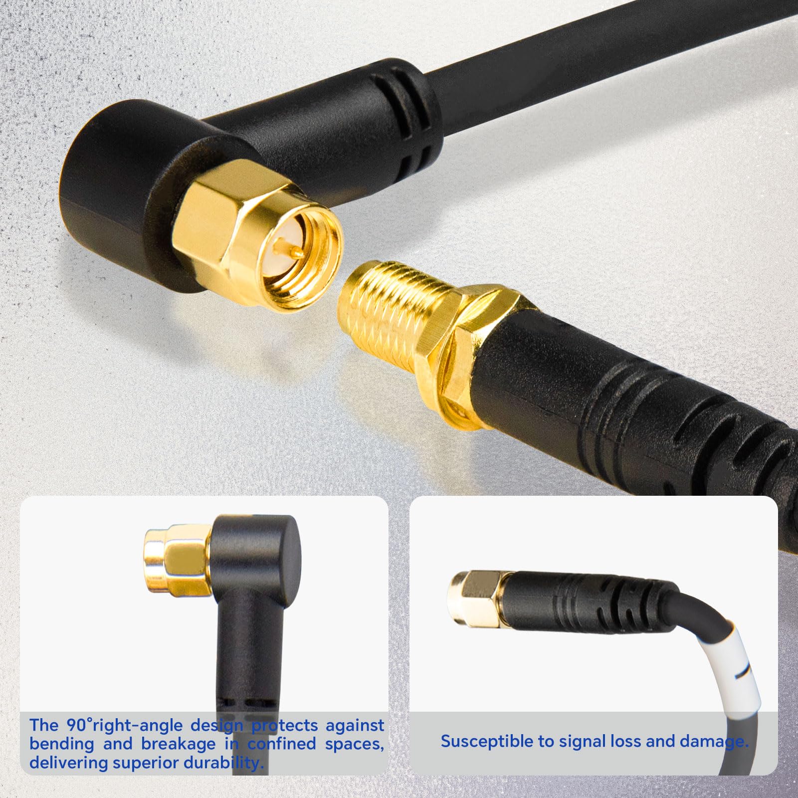 Quad-195 Câble d'extension SMA mâle 90 vers SMA femelle 6,1 m