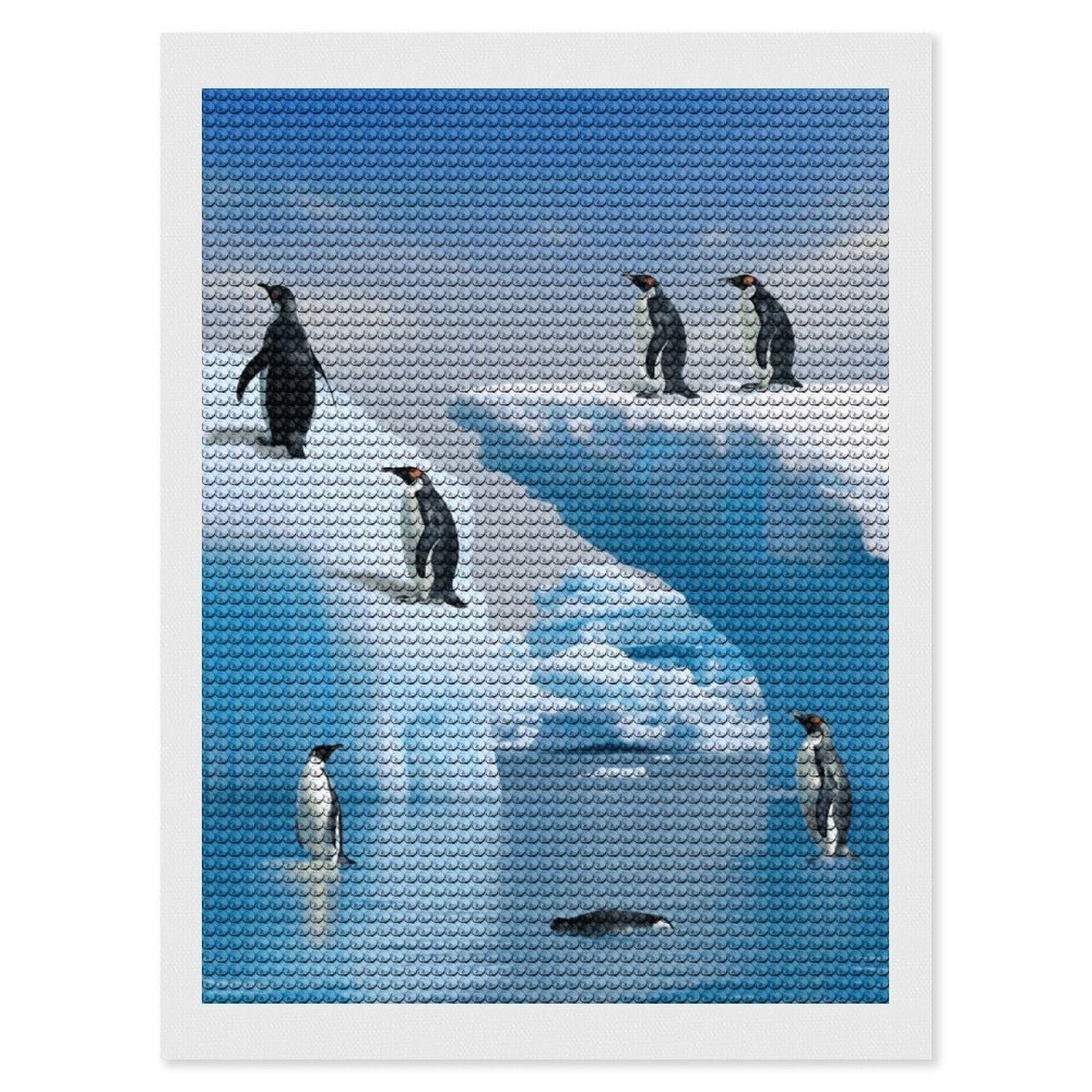 FekiLoot Penguins Diamond Art Kits for Adults, 5D Aurora Diamond Painting Kits for Beginners DIY Full Drill Dots Gem Art Paint Crafts for Home Wall Decor 12"x16"