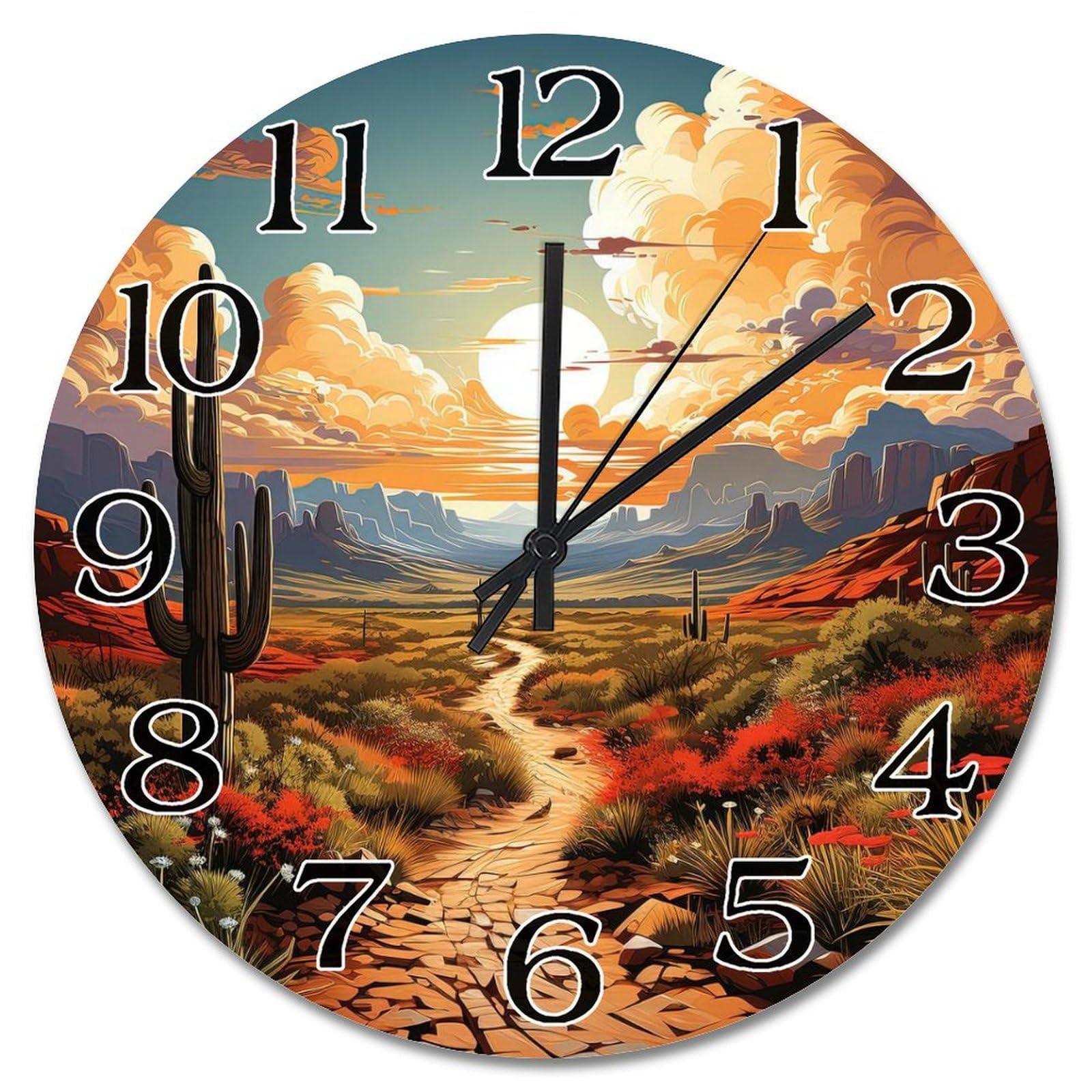 Horloge murale de paysage grand format pour décoration de salon style ferme