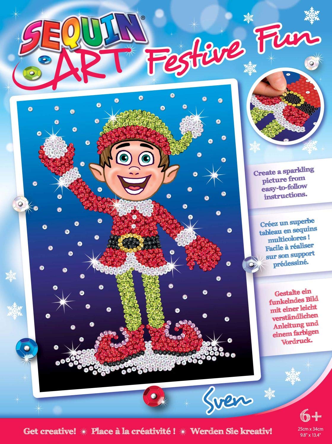 Mammut Spiel & GeschenkSequin Art Red Christmas Sven Elf, Sparkling Arts and Crafts Kit; Creative Crafts for Adults and Kids