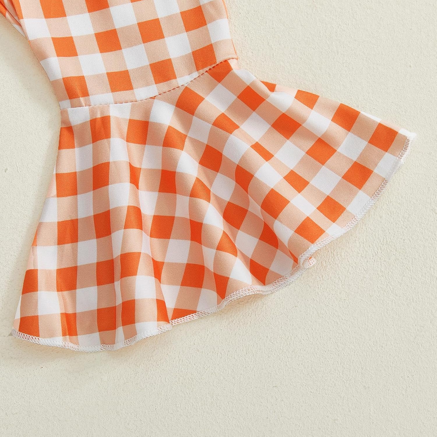 Baby Girl Halloween Outfit Long Sleeve Pumpkin Tops and Plaid Flared Pants Toddler Girl Fall Winter Clothes - Image 9