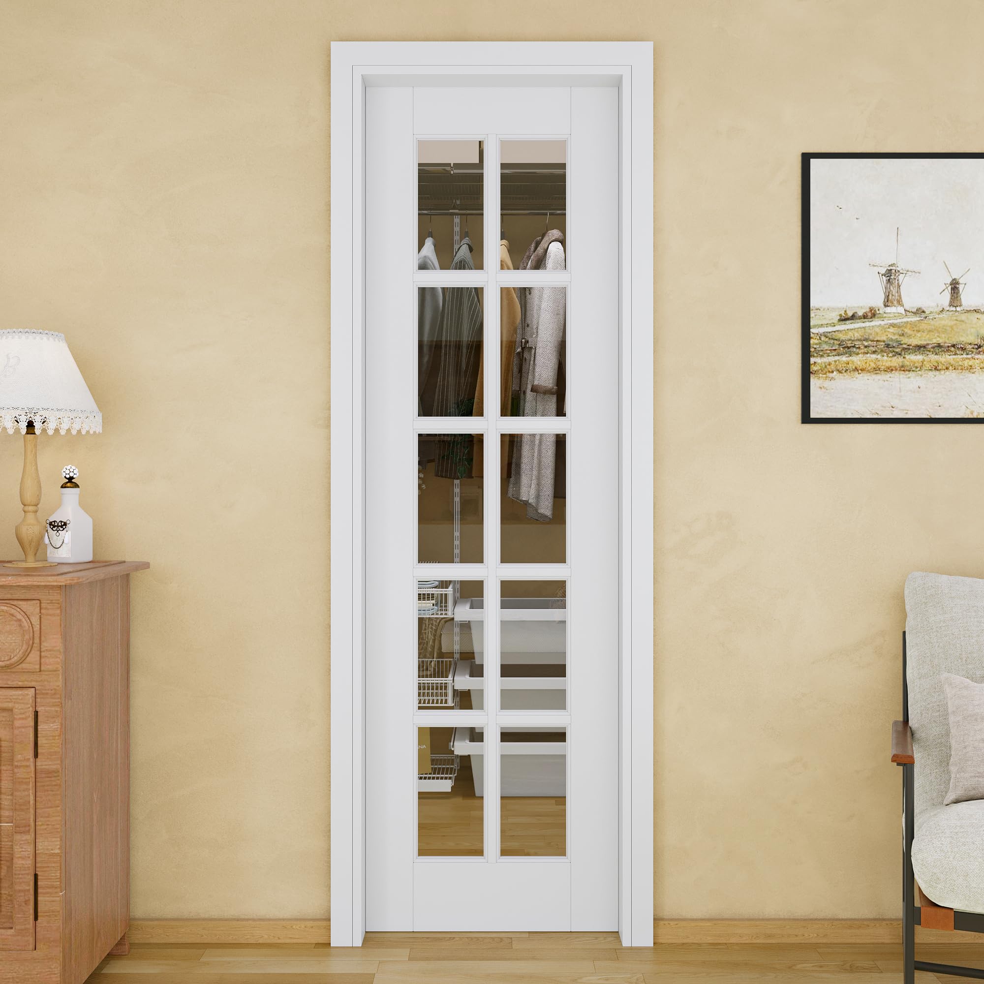 28x80 Sliding Pocket Door,10-Lite Clear Glass Doors,Pantry Door,Room Doors