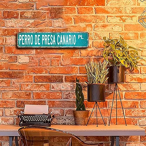 Miniatura 5 de BESTORLOVE Perro De Presa - Placa de letreros de calle Canario, placa de metal de aluminio para puerta de patio, 4 x 18 pulgadas, letrero de