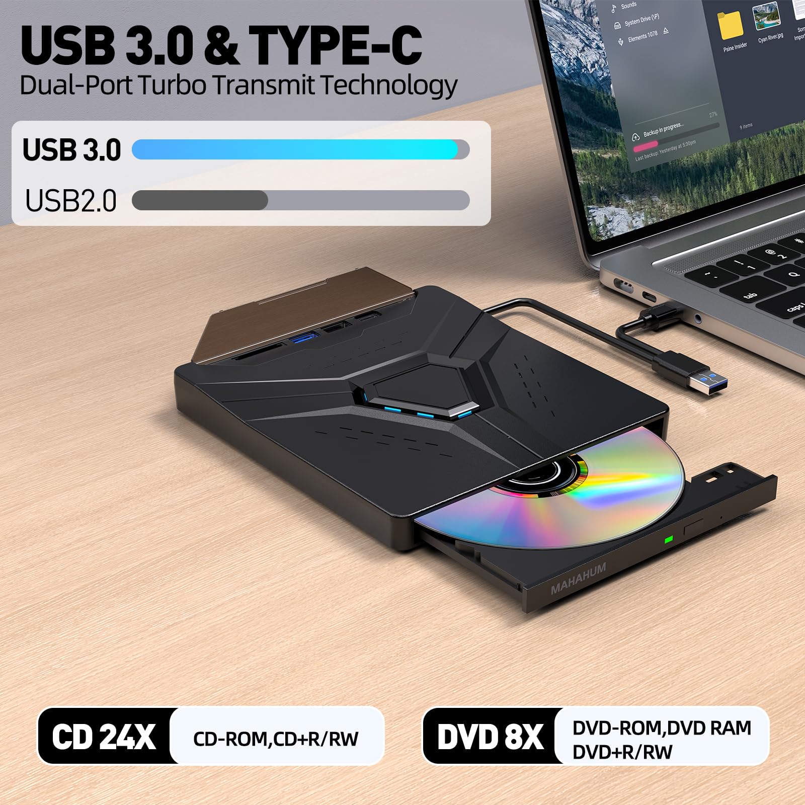 Amazon.com: MAHAHUM External CD/DVD Drive for Laptop Mac, USB 3.0