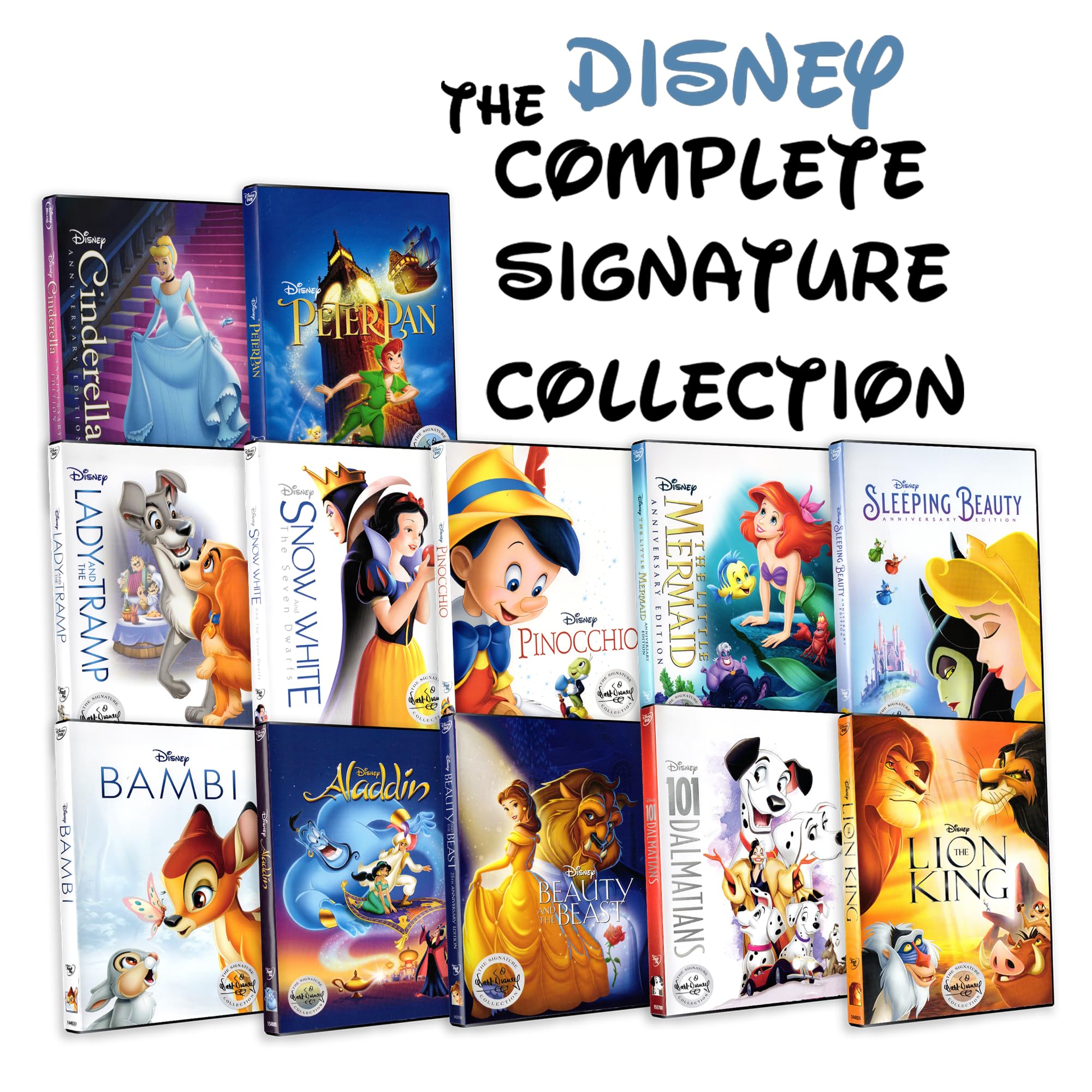 The Complete Disney Signature DVDCollection Snow White and the Seven Dwarfs Pinocchio Bambi Cinderella Peter Pan Lady and