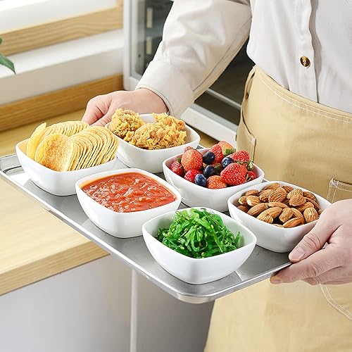 Miniatura 7 de MALACASA Juego de cuencos de porcelana de 5 onzas, paquete de 12 moldes pequeños, platos de salsa, pequeños moldes apilables para pudín, souffle,