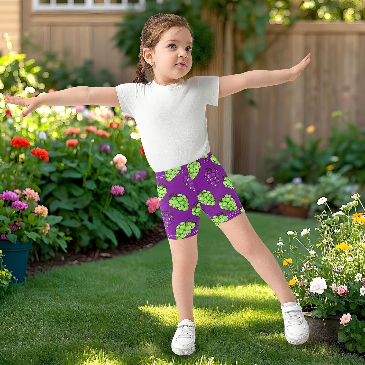 Grape Bunch Purple Girls Bike Shorts Toddler Soft Cotton Under Dress Cartwheel Shorts