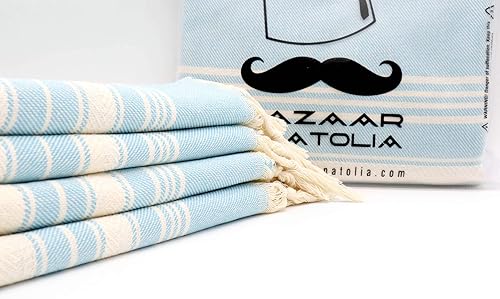 Vista 244 de Bazaar Anatolia Juego de 2 toallas de mano turcas para baño, 39 x 19 pulgadas, algodón, toallas de mano decorativas para cocina, té, yoga, cara